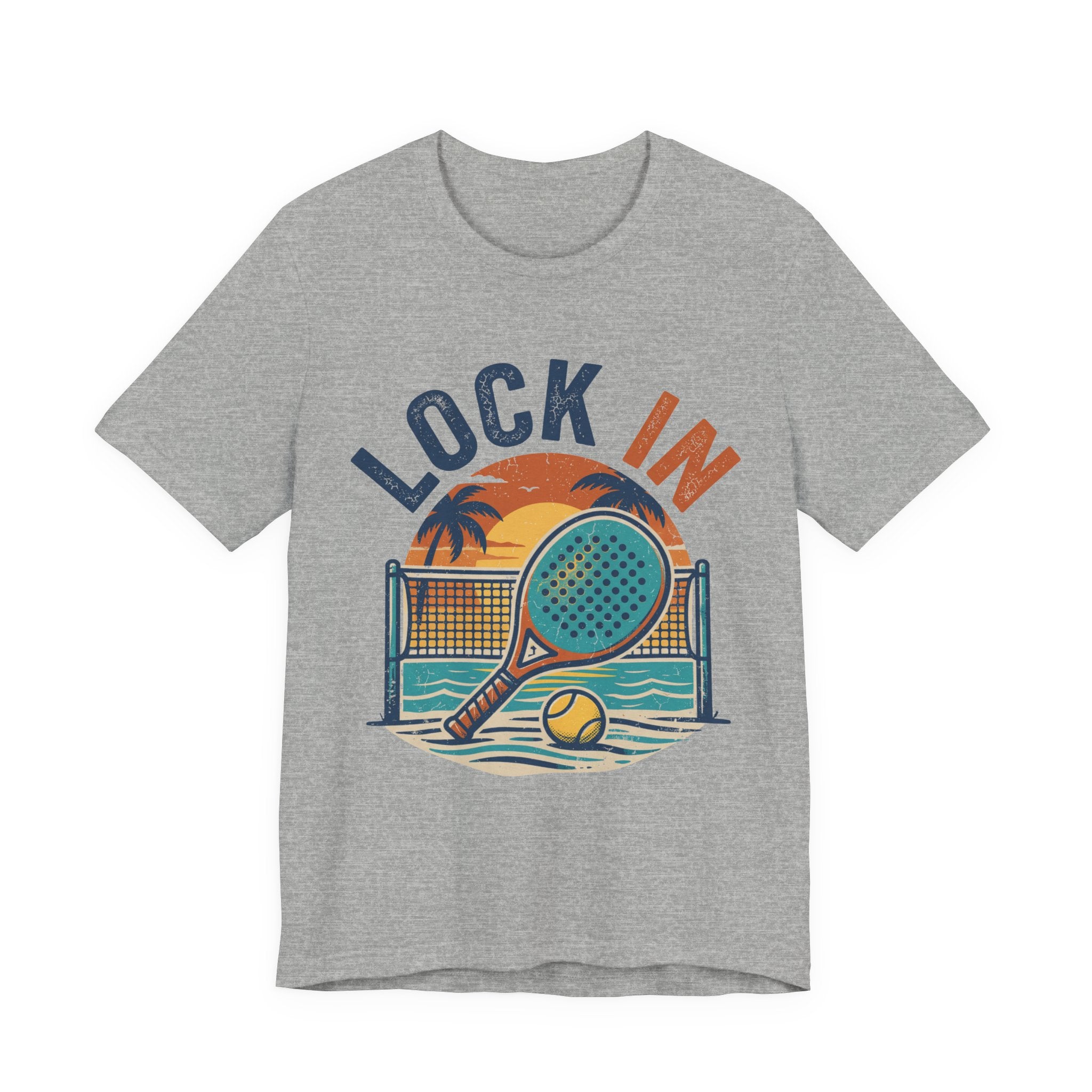 Beach Tennis T-Shirt | Lock In Sunset Vintage Graphic | Unisex Heavy Cotton Tee