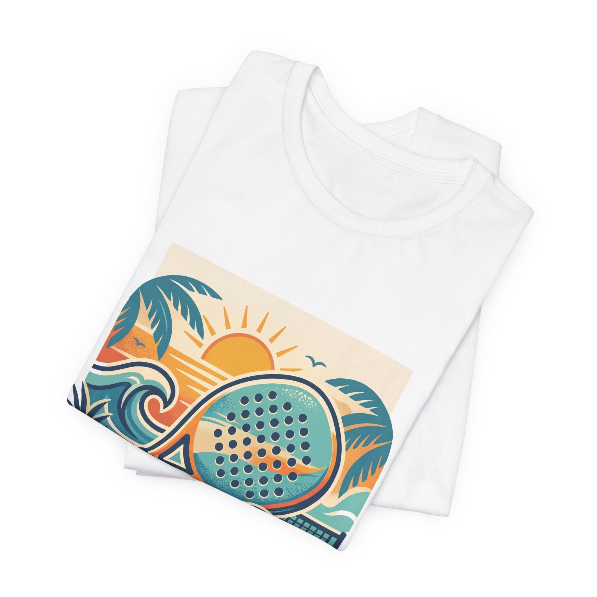 Beach Paddle Tennis T-Shirt | Retro Teal Orange Paddle | Lock In | Unisex Tee Gift