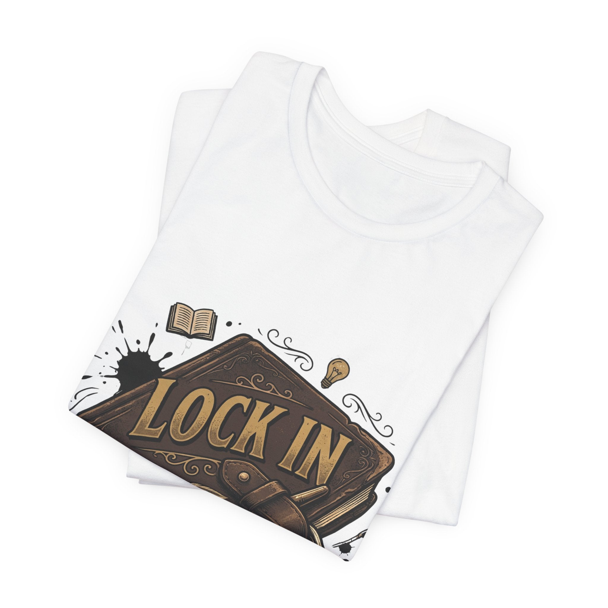 Dark Leather Journal T-Shirt | Ink Splatter Tee | Writer Shirt | Lock In Life | Unisex Heavy Cotton Graphic Tee