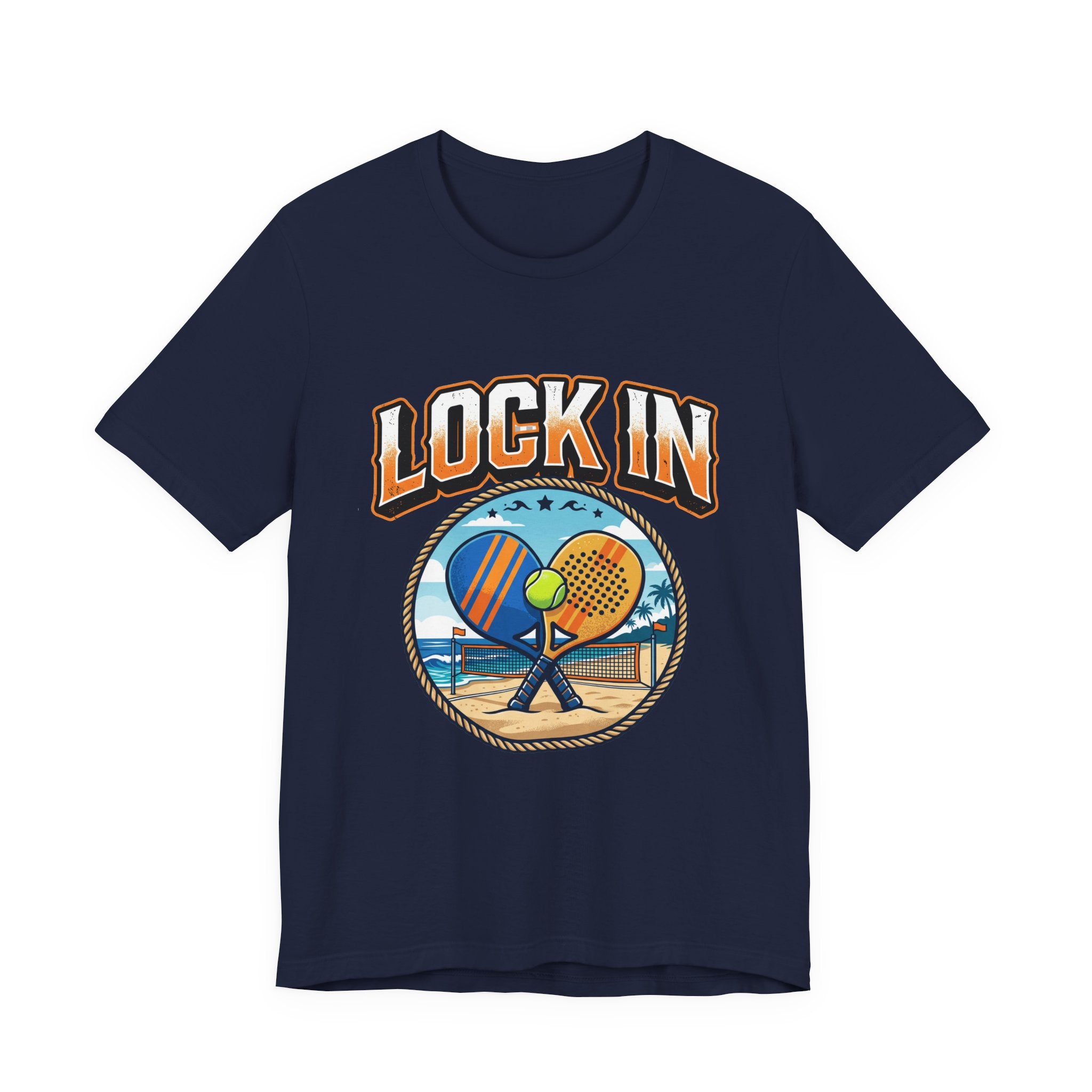 Beach Tennis Tee Shirt | Bold Lock In Crossed Paddles | Unisex Heavy Cotton Tee