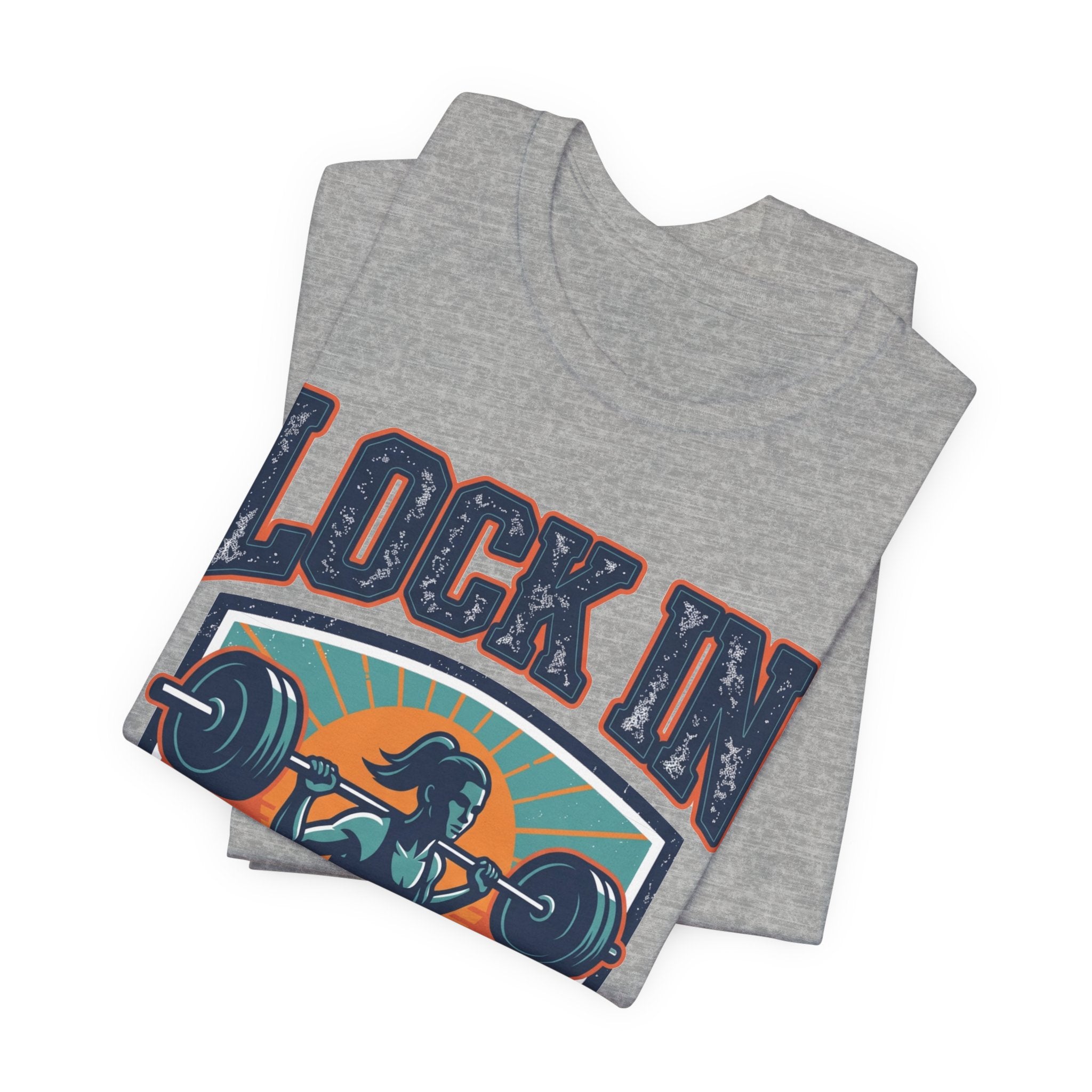 Lock In Gym T-Shirt | Motivational Weightlifting Tee | Women Barbell Squat Shirt | Fitness Gift