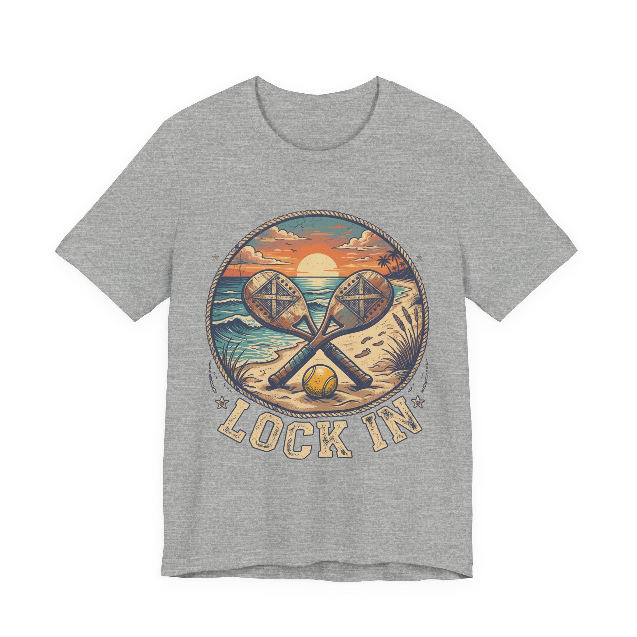 Beach Tennis T-Shirt | Vintage Sunset Paddle Tee | Unisex Heavy Cotton