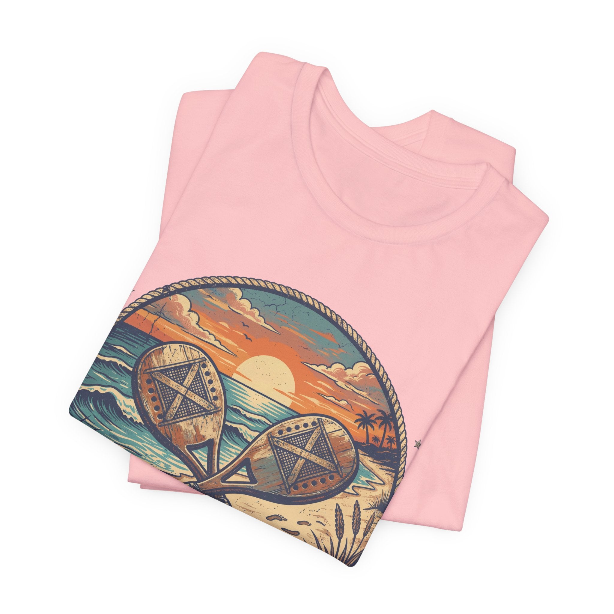 Beach Tennis T-Shirt | Vintage Sunset Paddle Tee | Unisex Heavy Cotton