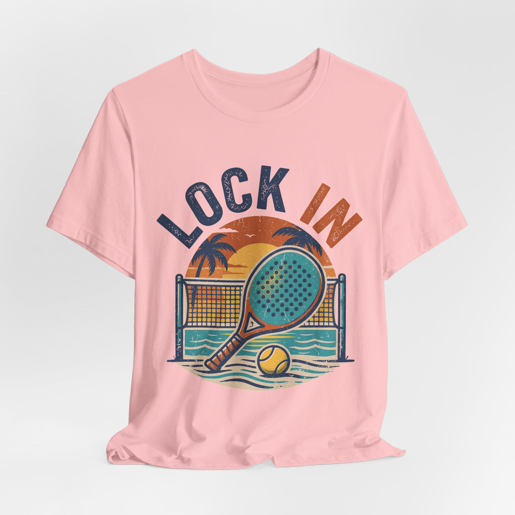 Beach Tennis T-Shirt | Lock In Sunset Vintage Graphic | Unisex Heavy Cotton Tee