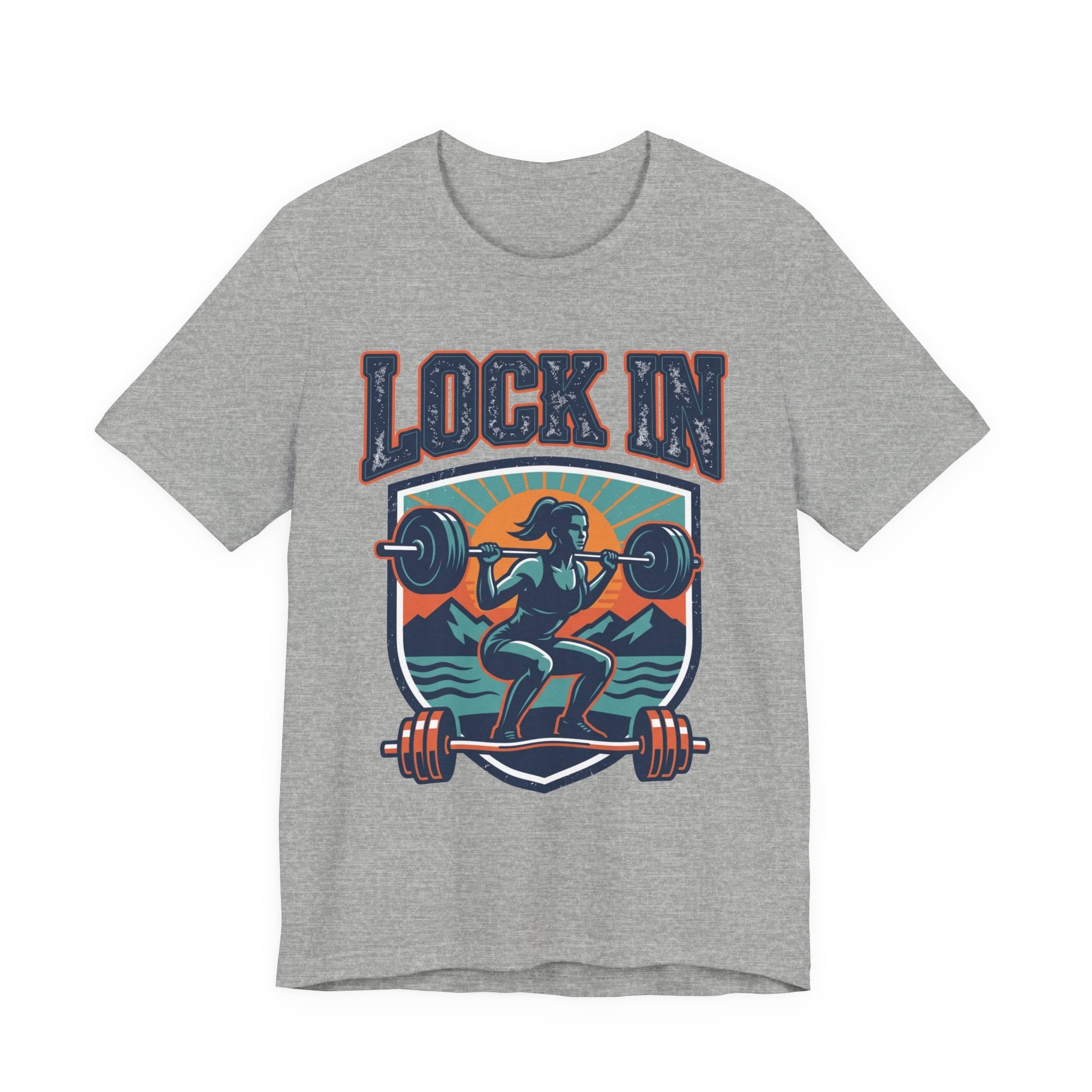 Lock In Gym T-Shirt | Motivational Weightlifting Tee | Women Barbell Squat Shirt | Fitness Gift