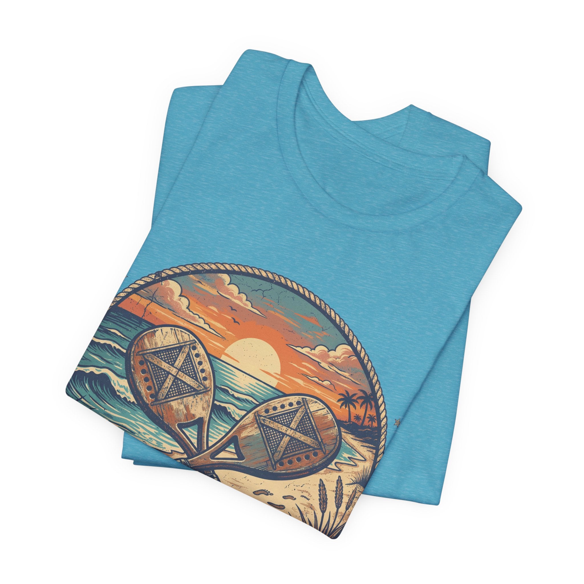 Beach Tennis T-Shirt | Vintage Sunset Paddle Tee | Unisex Heavy Cotton