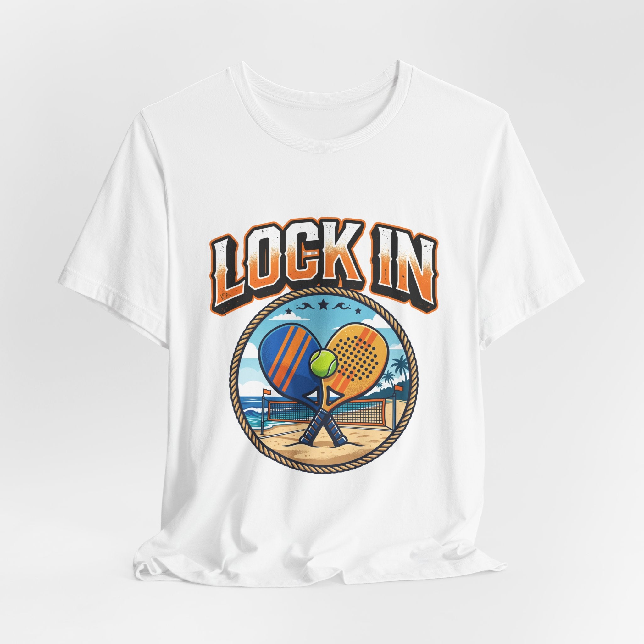 Beach Tennis Tee Shirt | Bold Lock In Crossed Paddles | Unisex Heavy Cotton Tee