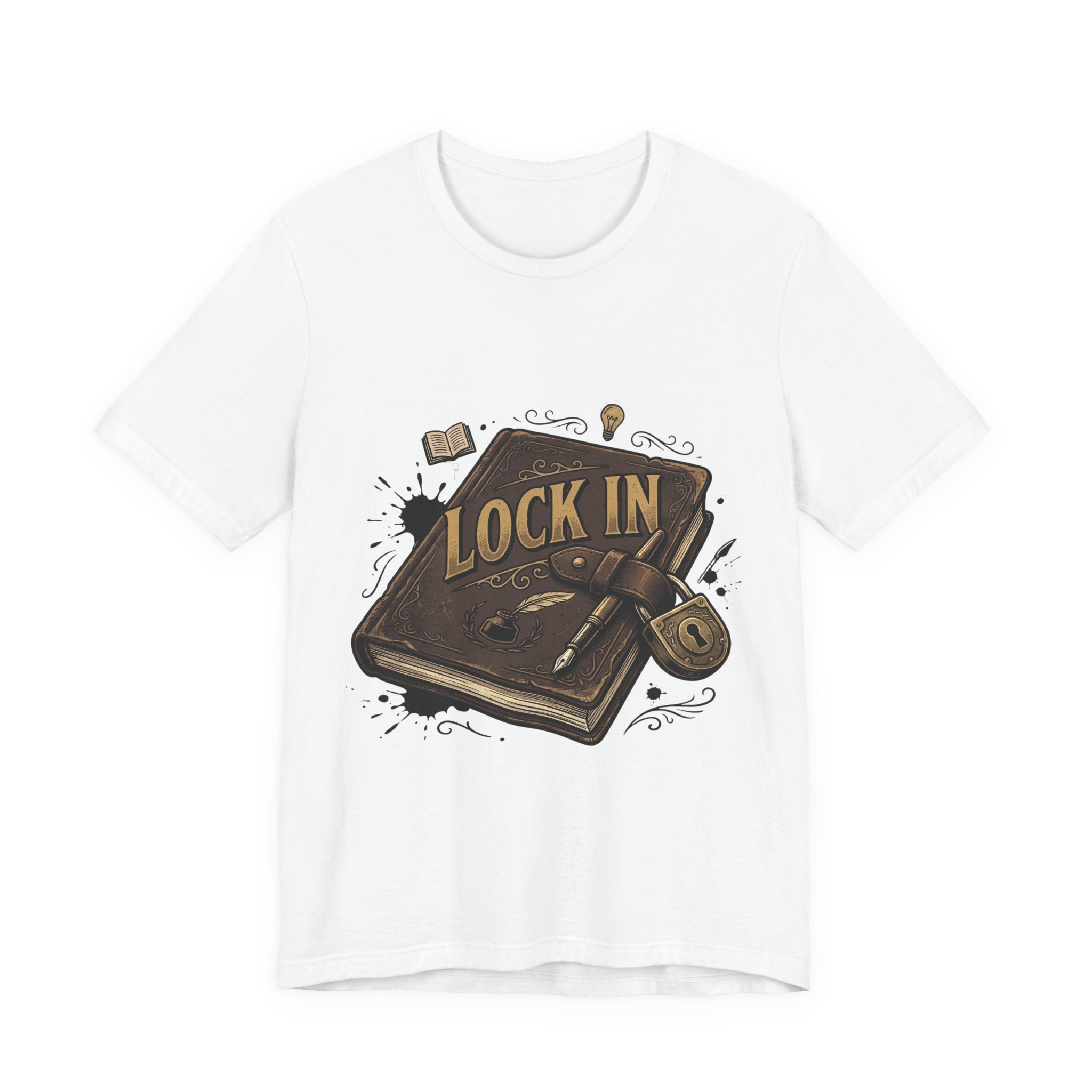 Dark Leather Journal T-Shirt | Ink Splatter Tee | Writer Shirt | Lock In Life | Unisex Heavy Cotton Graphic Tee