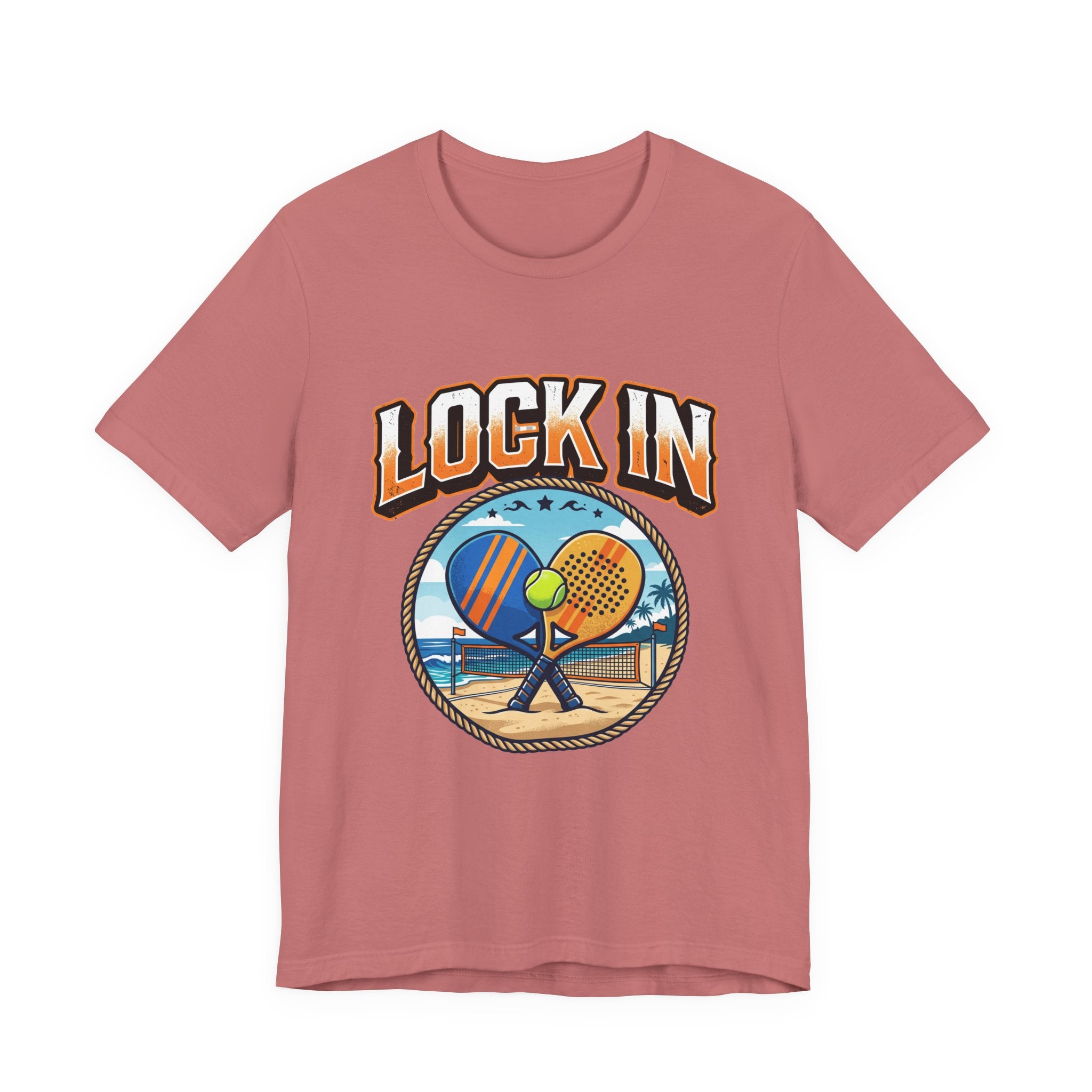 Beach Tennis Tee Shirt | Bold Lock In Crossed Paddles | Unisex Heavy Cotton Tee