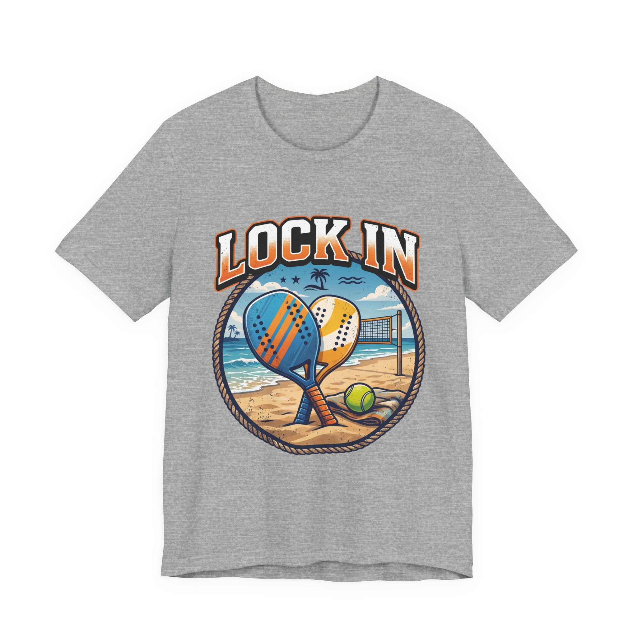 Beach Tennis T-Shirt | Collegiate Two Crossed Paddles | Lock In | Unisex