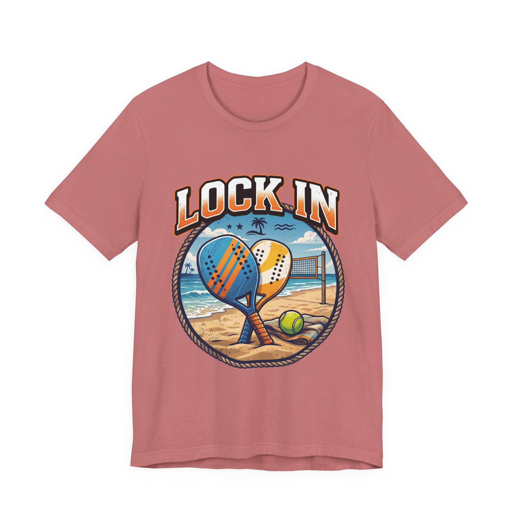 Beach Tennis T-Shirt | Collegiate Two Crossed Paddles | Lock In | Unisex