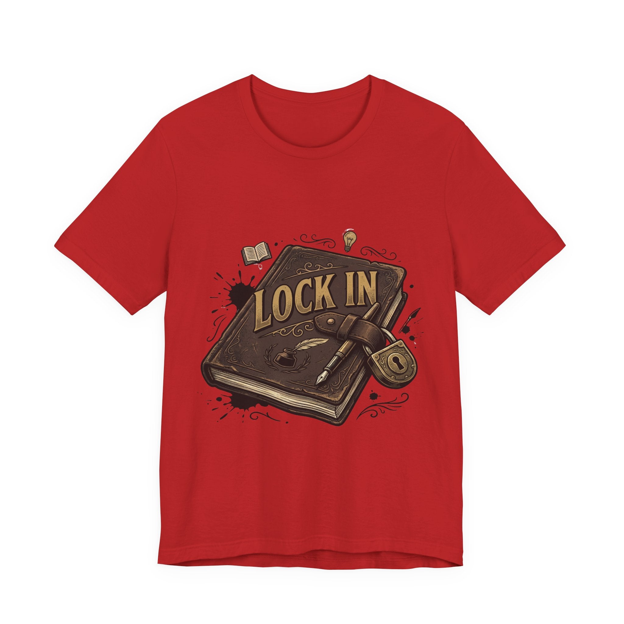 Dark Leather Journal T-Shirt | Ink Splatter Tee | Writer Shirt | Lock In Life | Unisex Heavy Cotton Graphic Tee