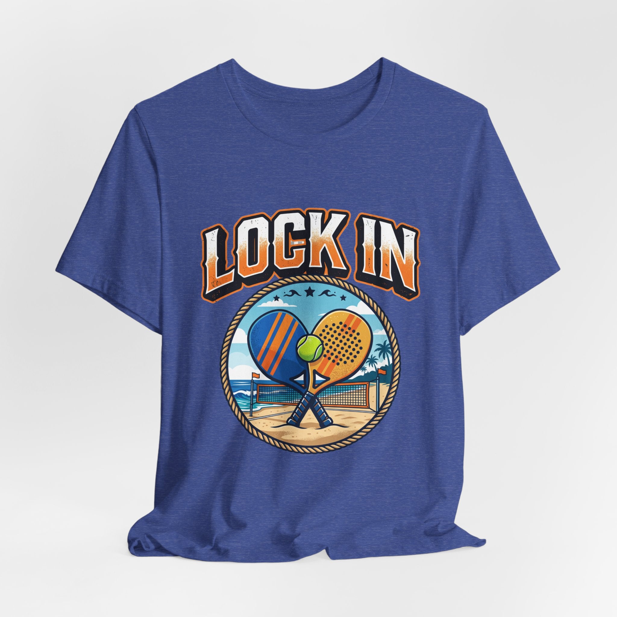 Beach Tennis Tee Shirt | Bold Lock In Crossed Paddles | Unisex Heavy Cotton Tee