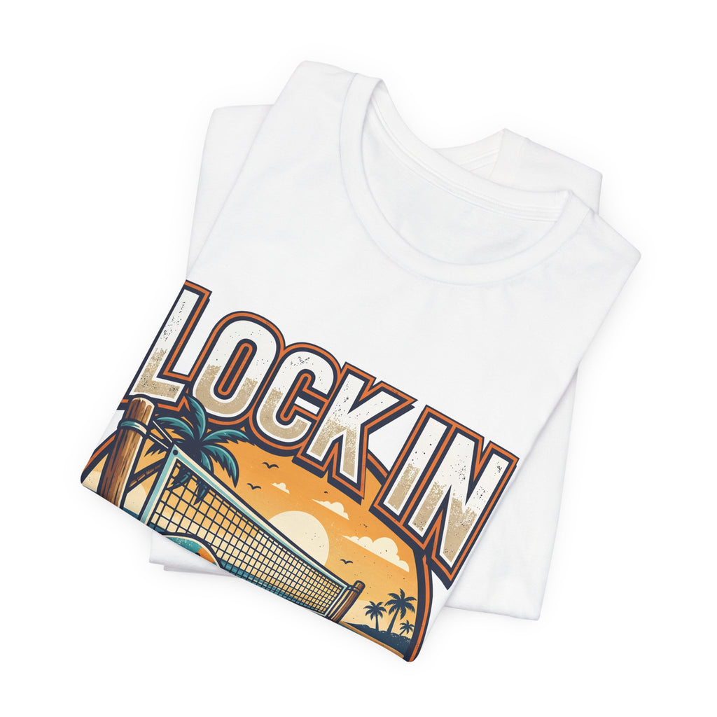 Beach Tennis T-Shirt | Bold Orange Two Paddles Net | Lock In | Unisex Gift