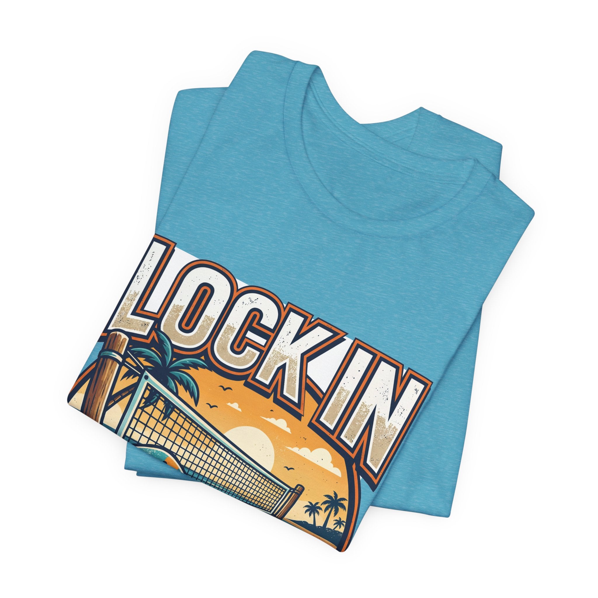 Beach Tennis T-Shirt | Bold Orange Two Paddles Net | Lock In | Unisex Gift