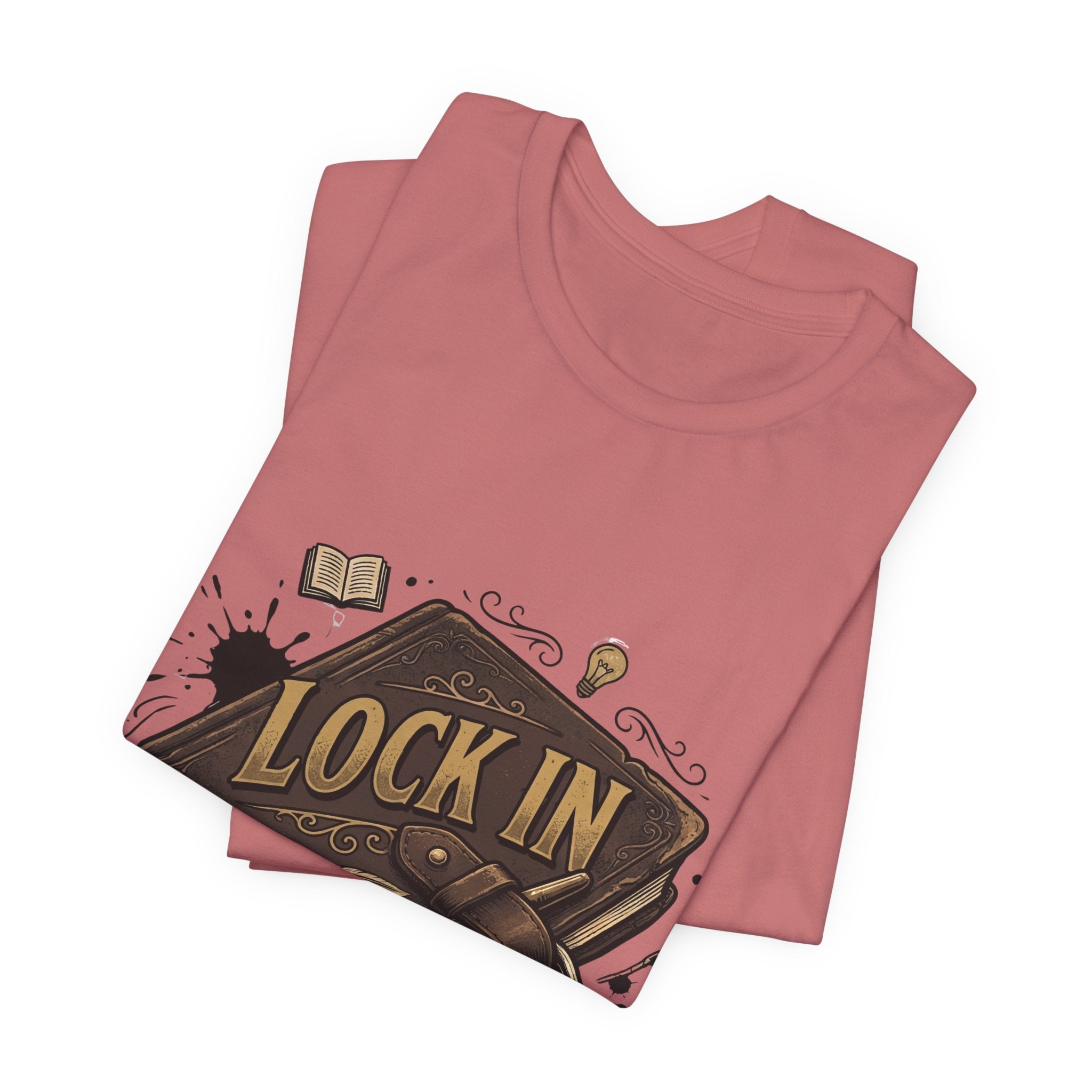 Dark Leather Journal T-Shirt | Ink Splatter Tee | Writer Shirt | Lock In Life | Unisex Heavy Cotton Graphic Tee