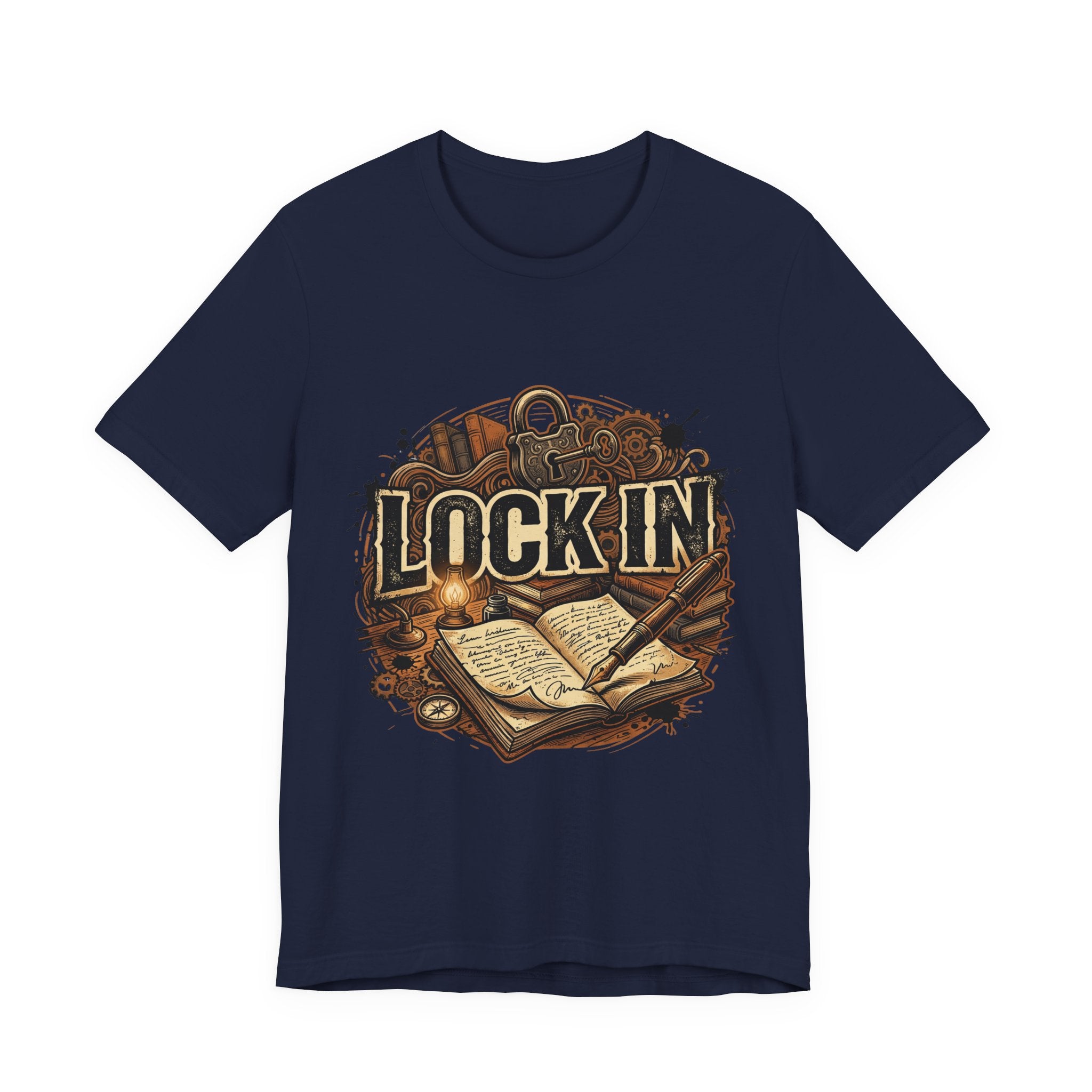 Steampunk Journal T-Shirt | Oil Lamp Tee | Manuscript Shirt | Lock In Life | Unisex Heavy Cotton Graphic Tee