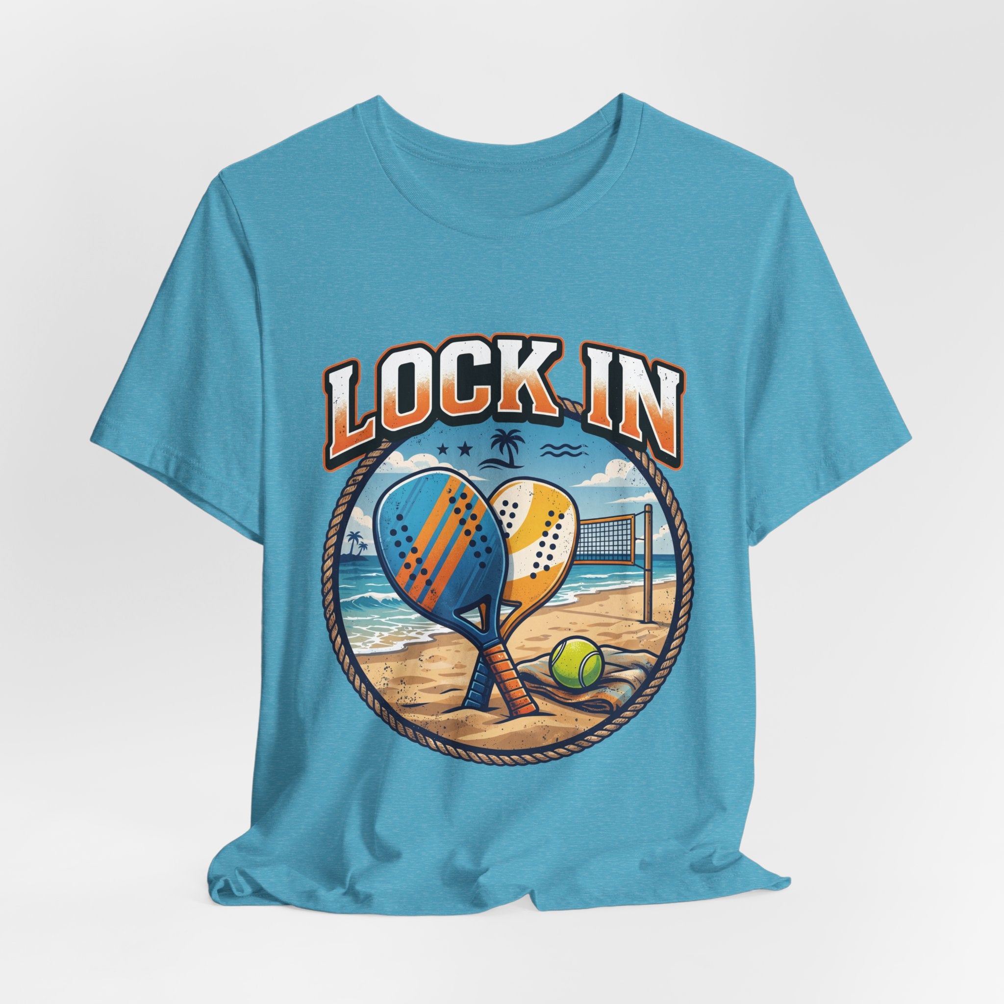 Beach Tennis T-Shirt | Collegiate Two Crossed Paddles | Lock In | Unisex
