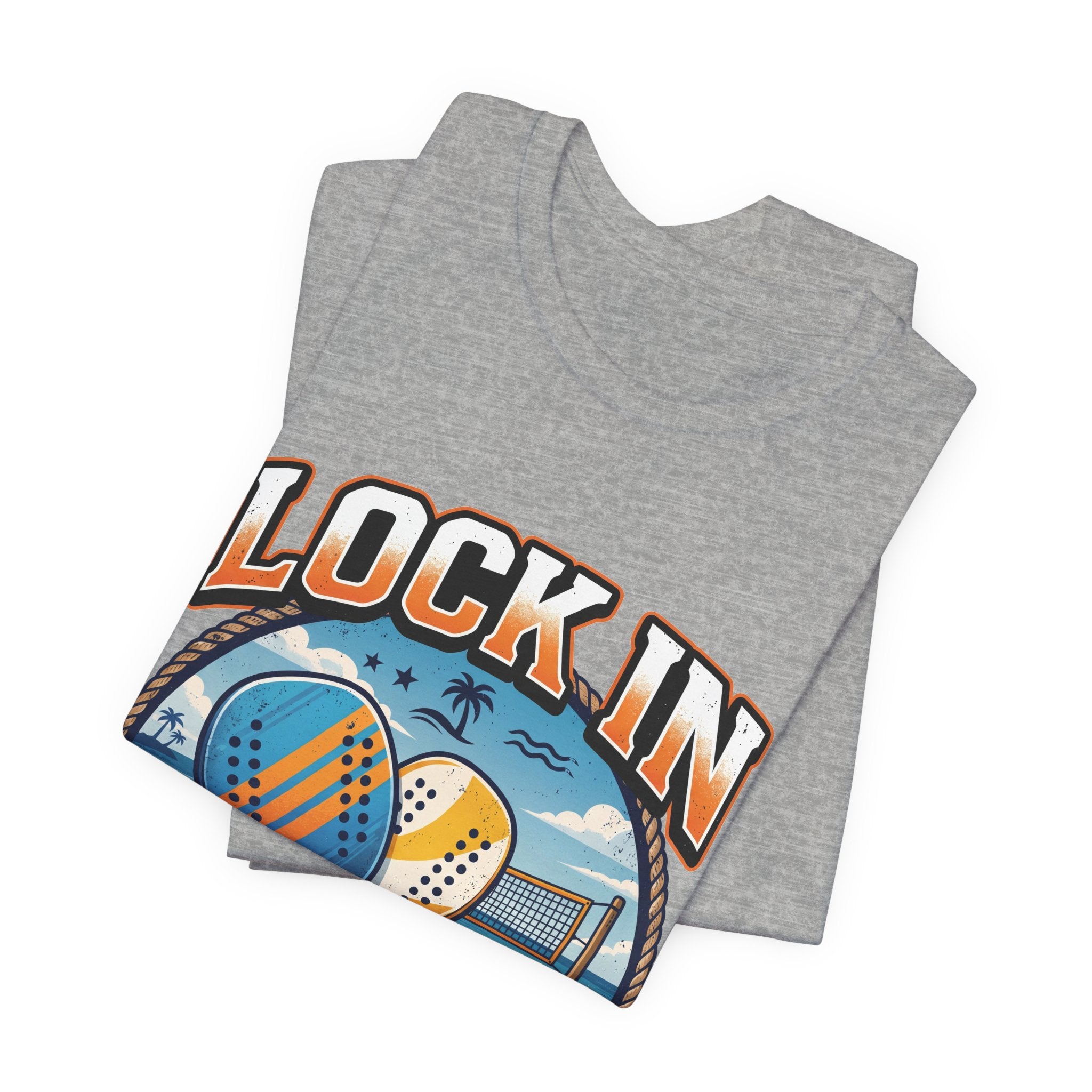 Beach Tennis T-Shirt | Collegiate Two Crossed Paddles | Lock In | Unisex