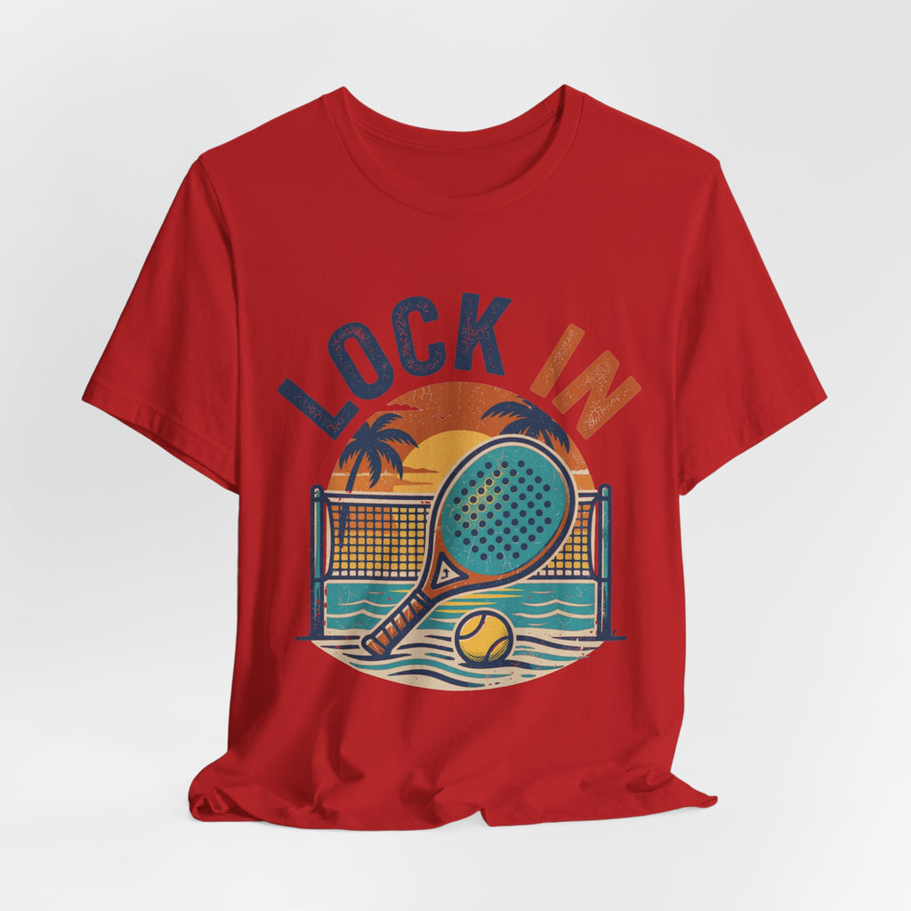 Beach Tennis T-Shirt | Lock In Sunset Vintage Graphic | Unisex Heavy Cotton Tee