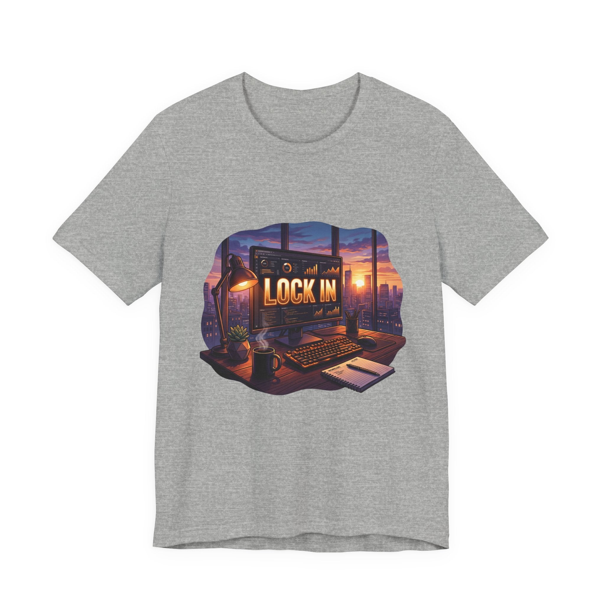 Work Flow T-Shirt | Start Your Day T-Shirt | Hustle T-Shirt | Lock In City Dawn Unisex Heavy Cotton Graphic Tee