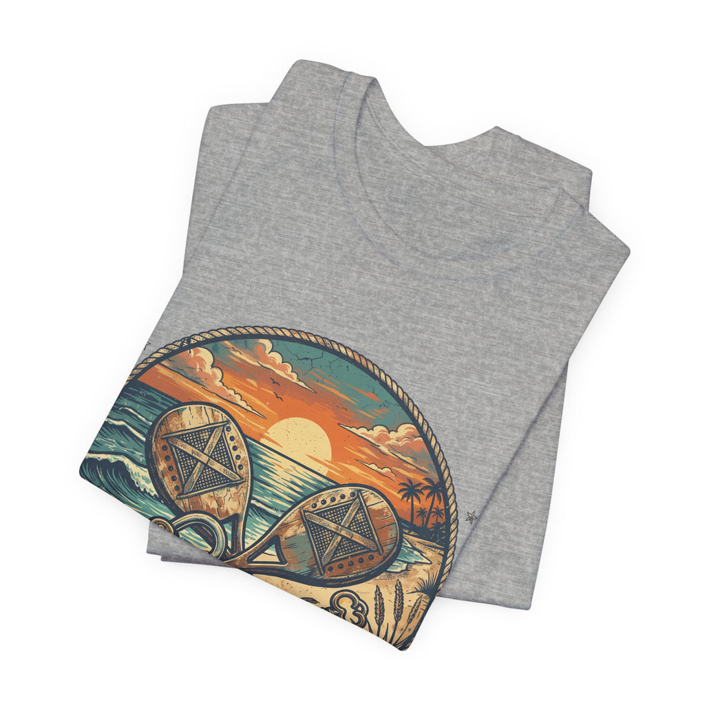 Beach Tennis T-Shirt | Vintage Lock Key Crossed Paddles | Unisex Heavy Cotton Tee