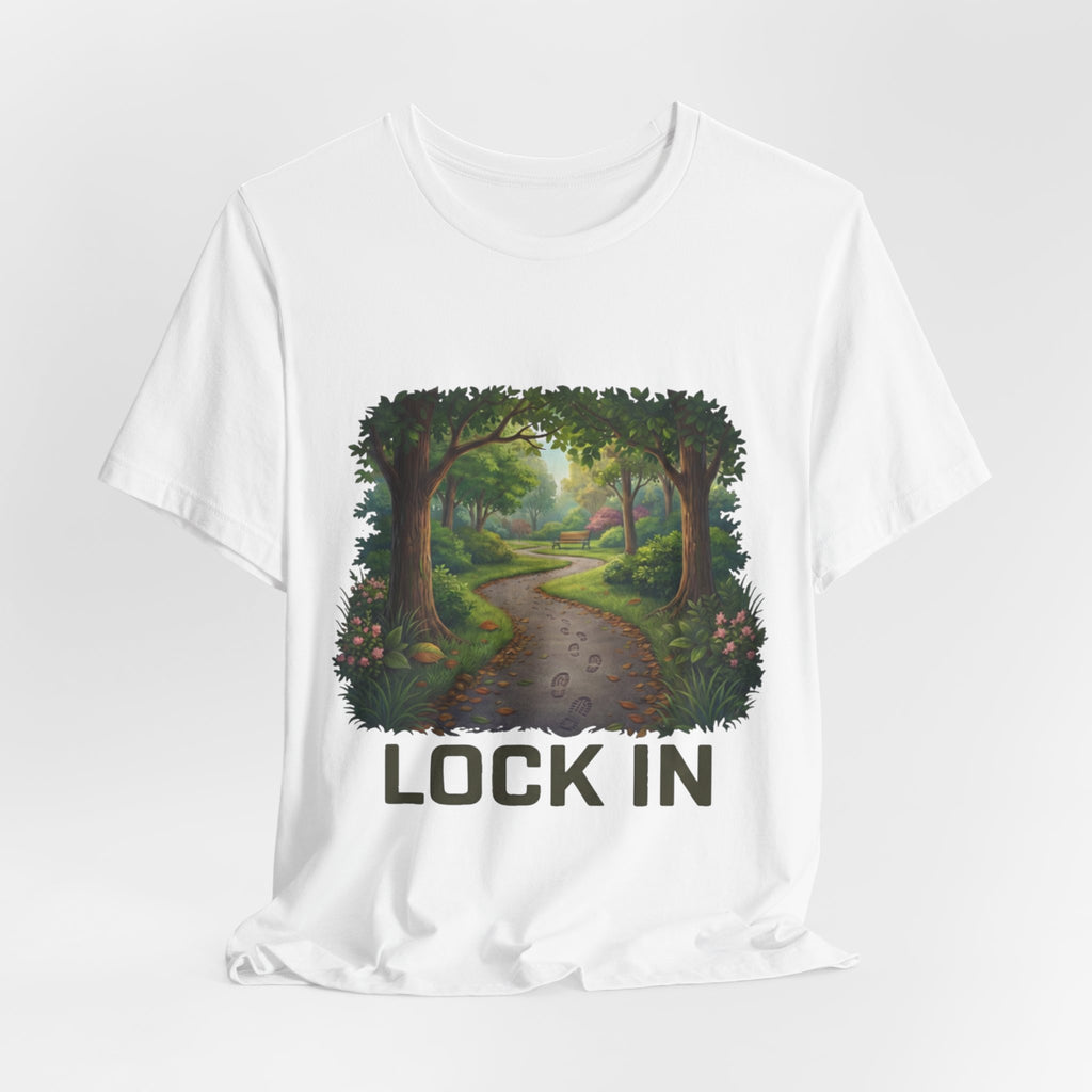Forest Walk T-Shirt | Footprint Trail Tee | Nature Path Shirt | Lock In Life | Unisex Heavy Cotton Graphic Tee