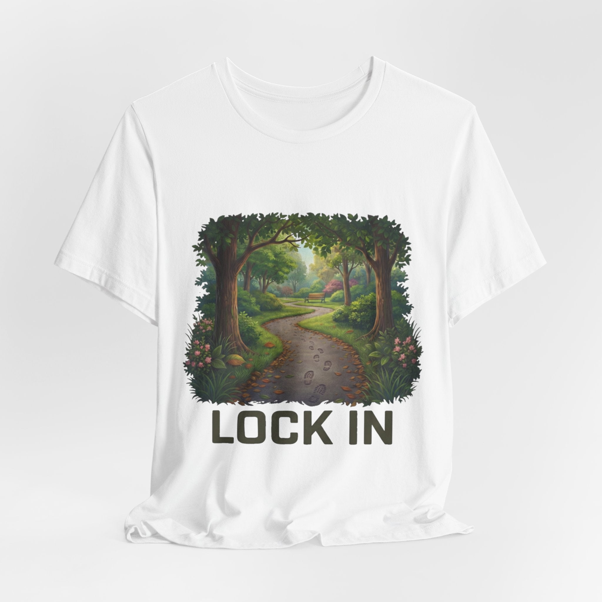 Forest Walk T-Shirt | Footprint Trail Tee | Nature Path Shirt | Lock In Life | Unisex Heavy Cotton Graphic Tee