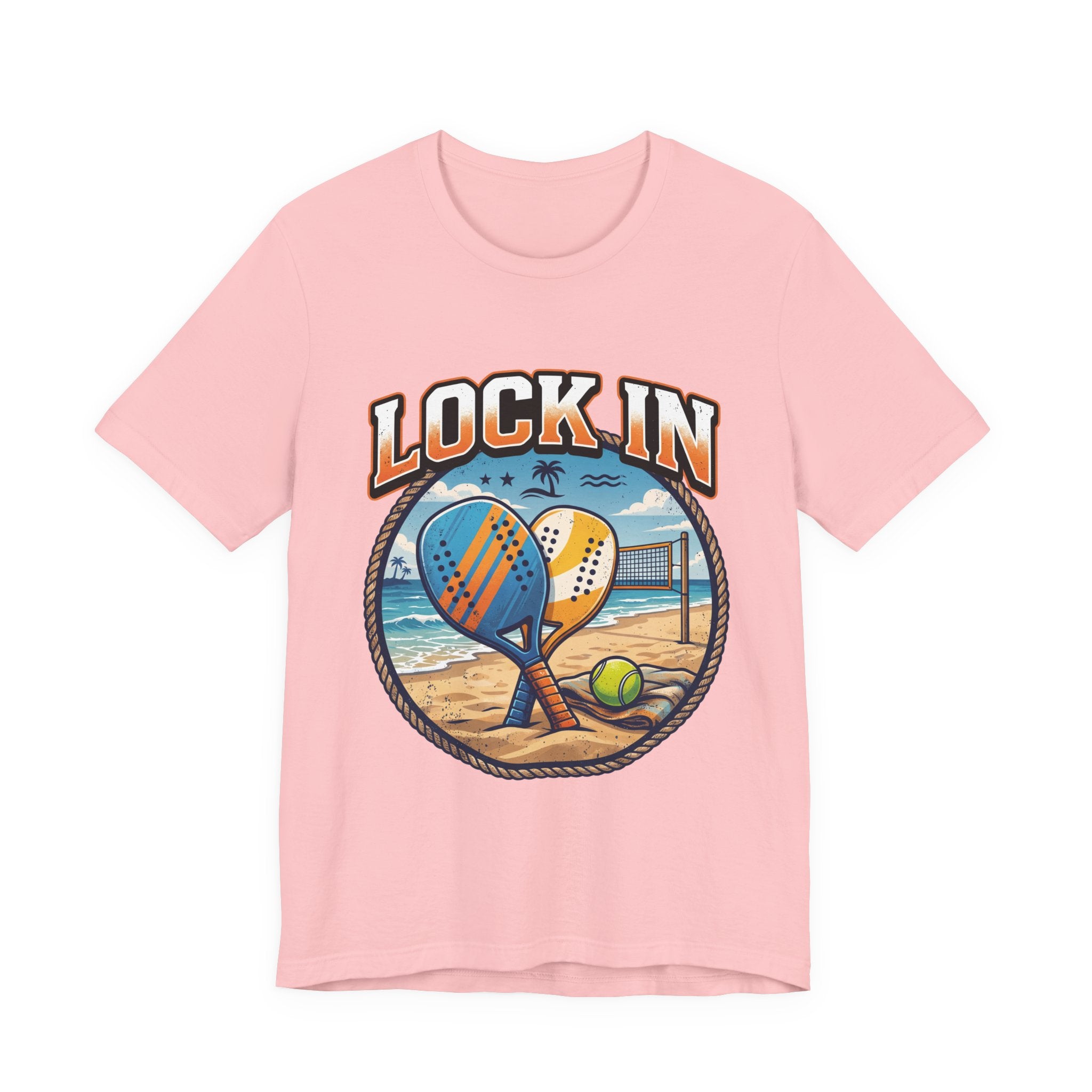 Beach Tennis T-Shirt | Collegiate Two Crossed Paddles | Lock In | Unisex