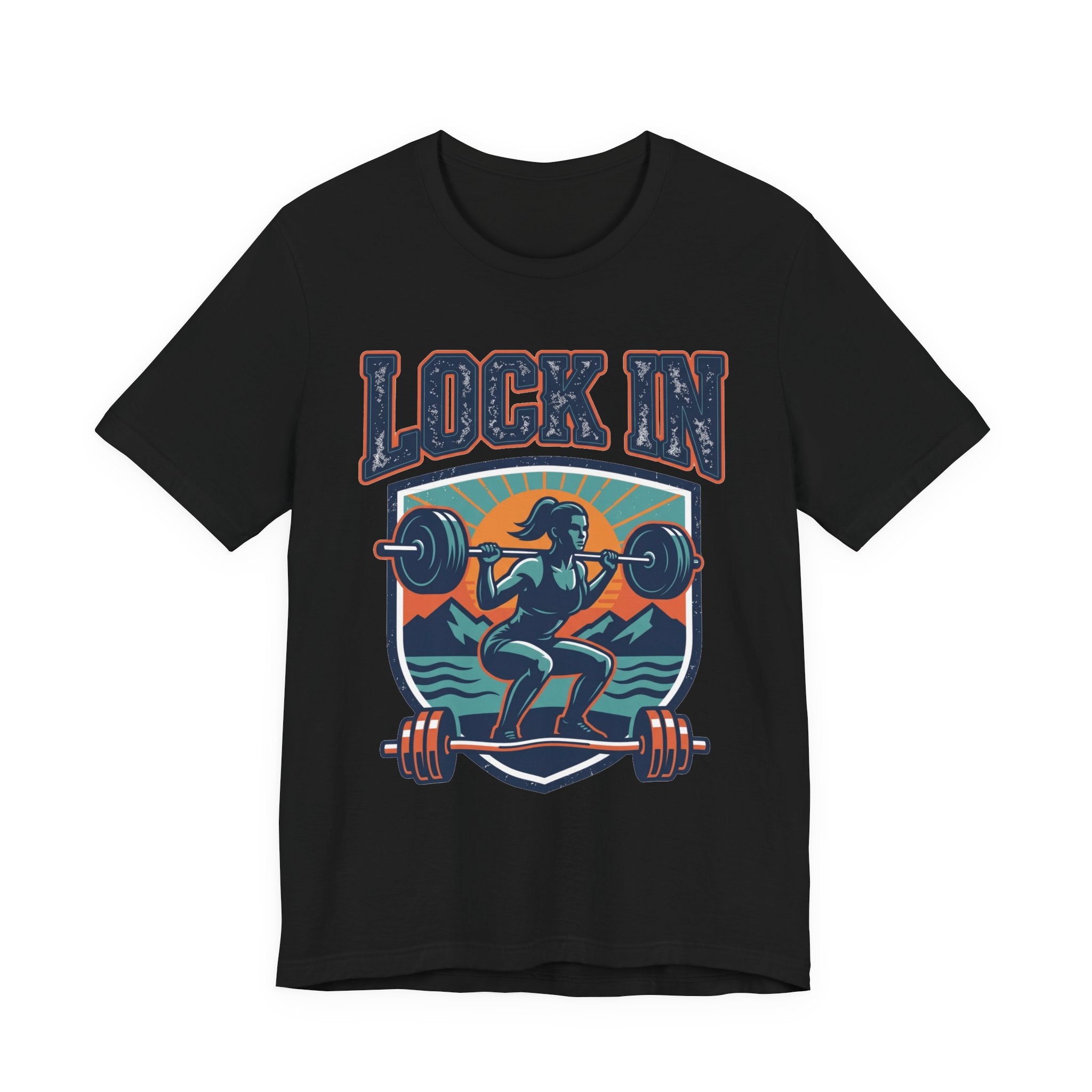Lock In Gym T-Shirt | Motivational Weightlifting Tee | Women Barbell Squat Shirt | Fitness Gift