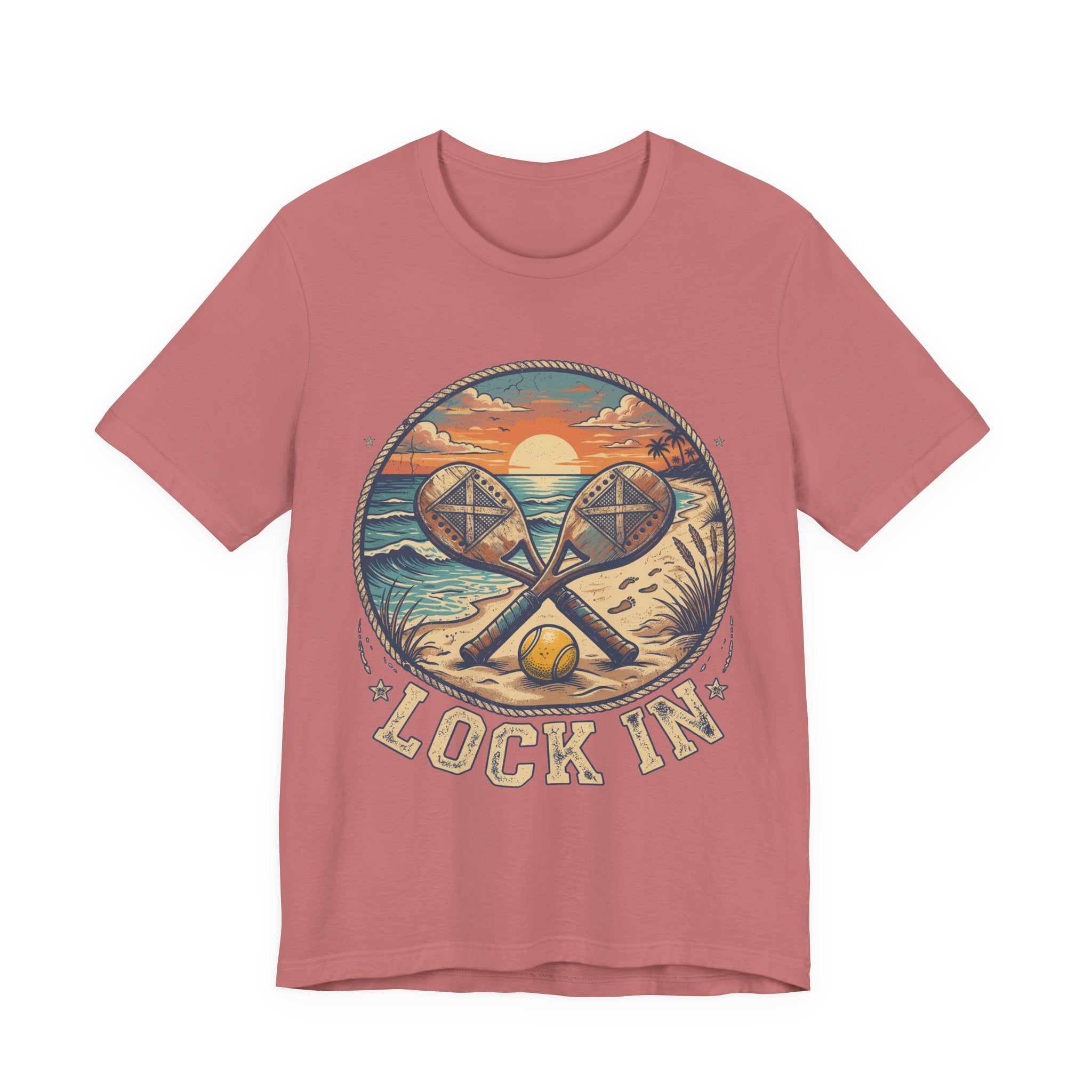 Beach Tennis T-Shirt | Vintage Sunset Paddle Tee | Unisex Heavy Cotton