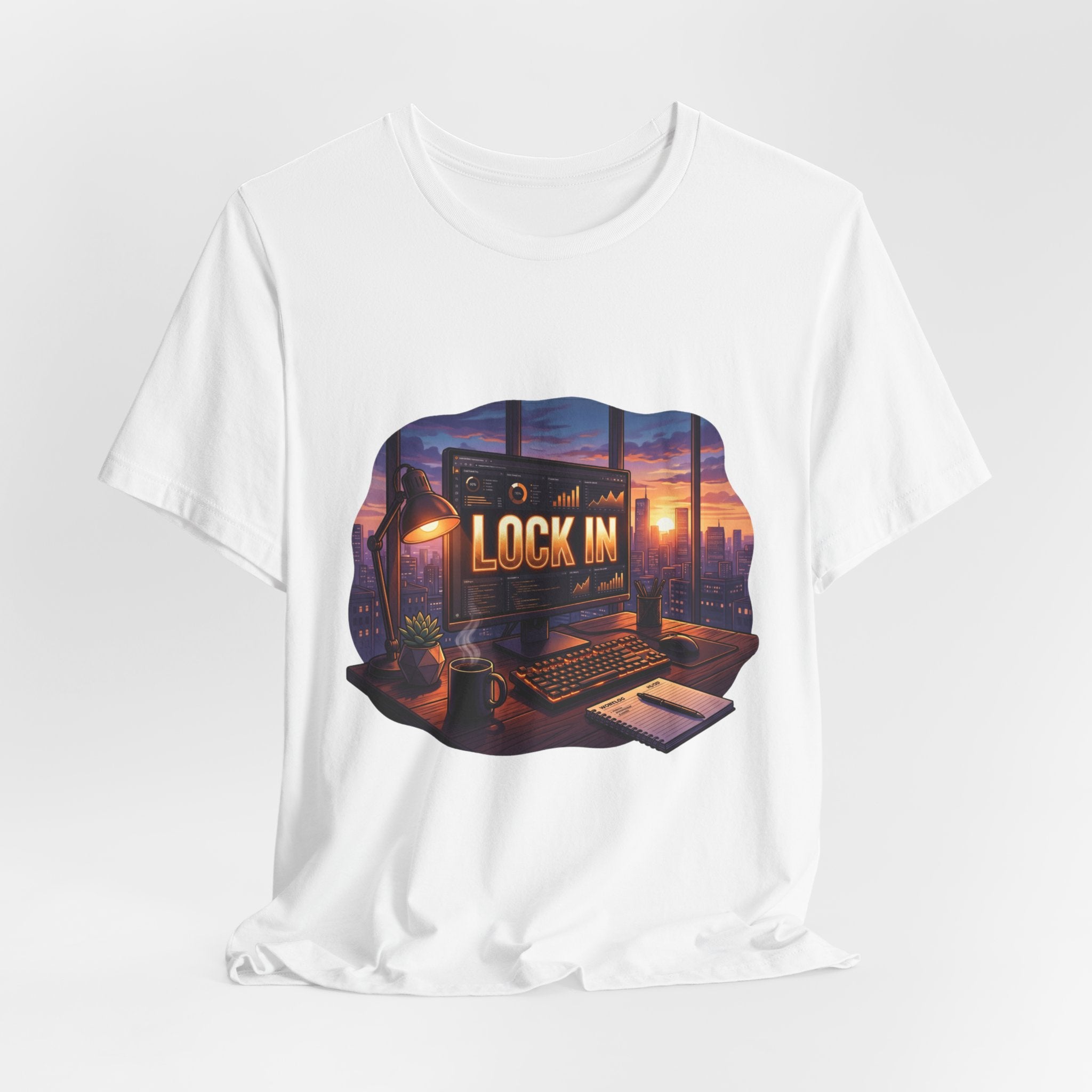 Work Flow T-Shirt | Start Your Day T-Shirt | Hustle T-Shirt | Lock In City Dawn Unisex Heavy Cotton Graphic Tee