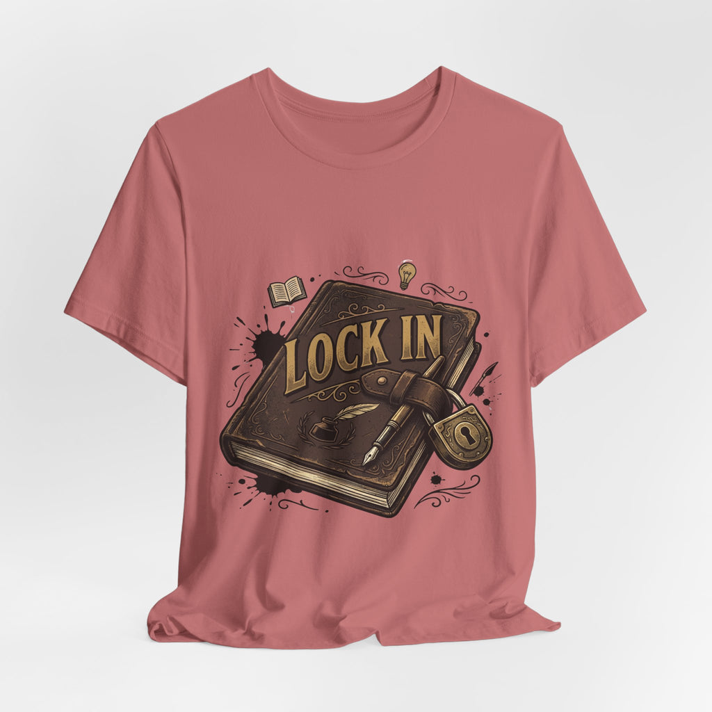 Dark Leather Journal T-Shirt | Ink Splatter Tee | Writer Shirt | Lock In Life | Unisex Heavy Cotton Graphic Tee