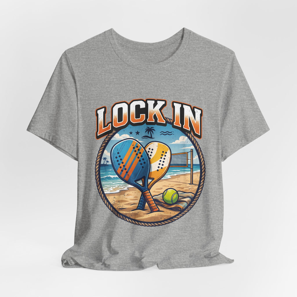 Beach Tennis T-Shirt | Collegiate Two Crossed Paddles | Lock In | Unisex