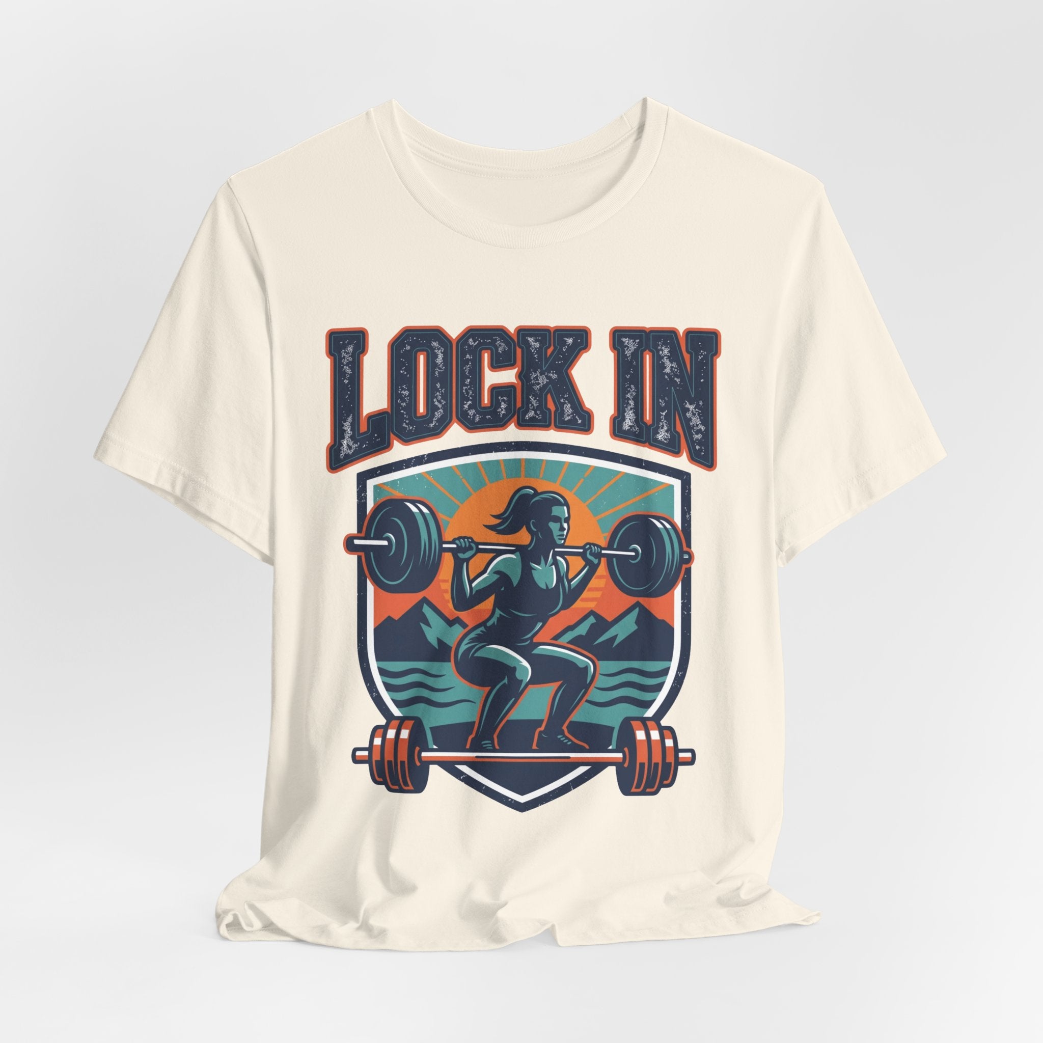 Lock In Gym T-Shirt | Motivational Weightlifting Tee | Women Barbell Squat Shirt | Fitness Gift