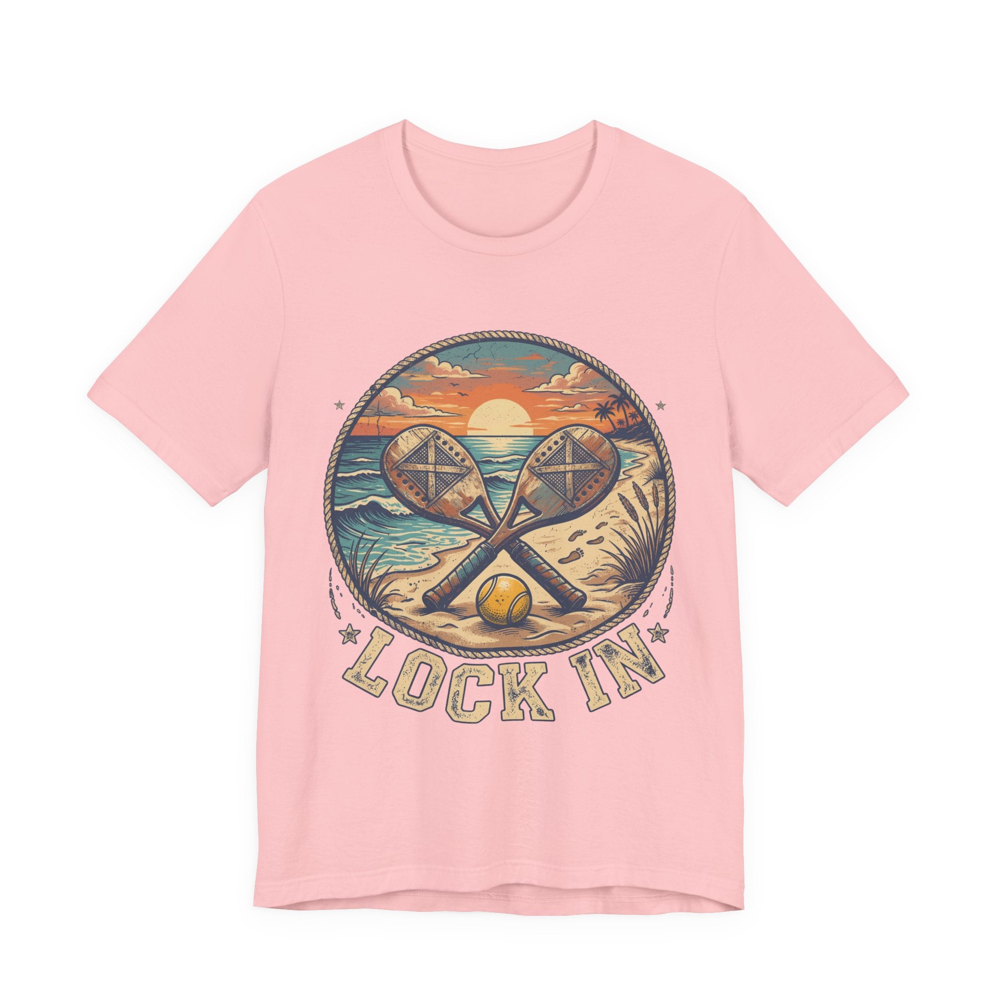 Beach Tennis T-Shirt | Vintage Sunset Paddle Tee | Unisex Heavy Cotton