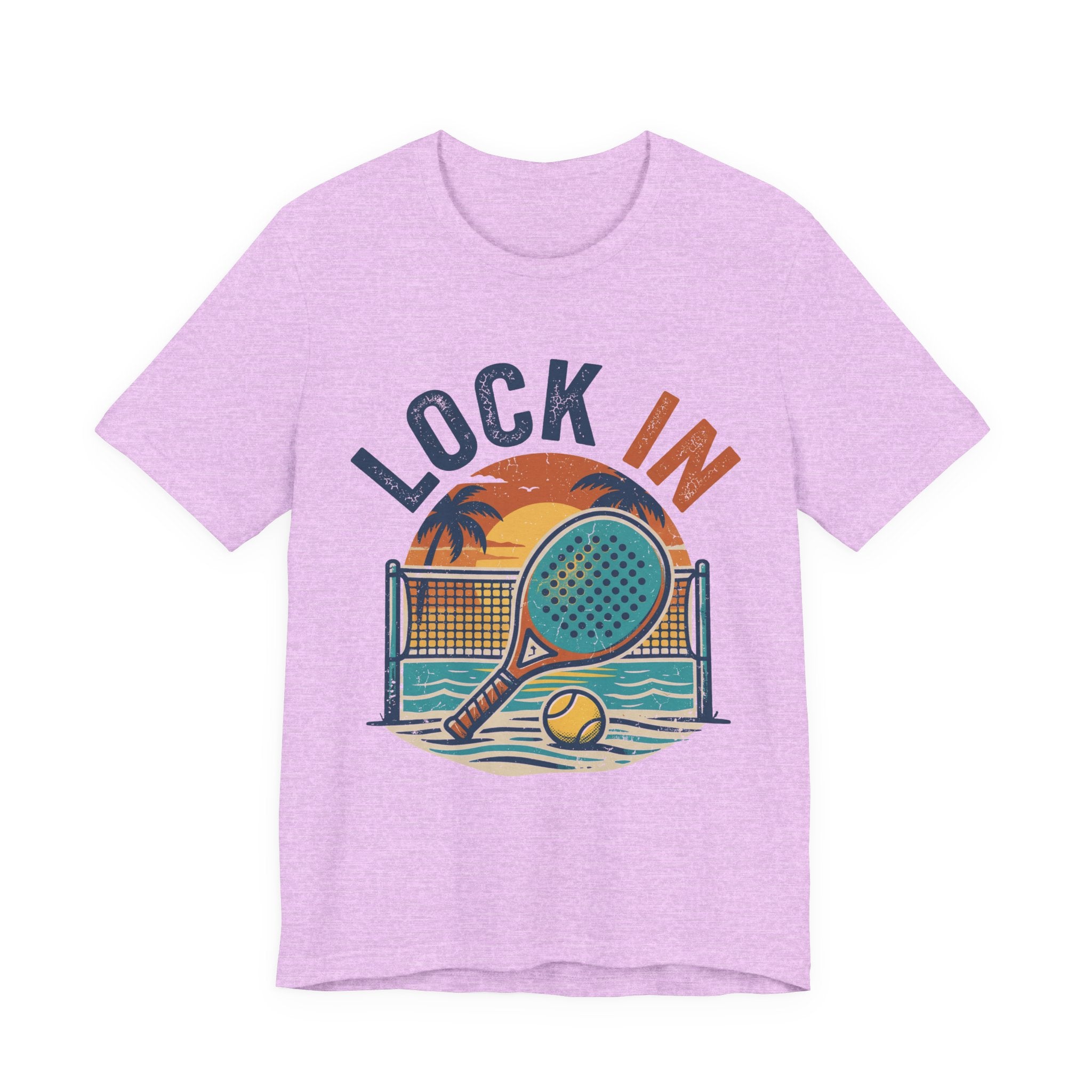 Beach Tennis T-Shirt | Lock In Sunset Vintage Graphic | Unisex Heavy Cotton Tee