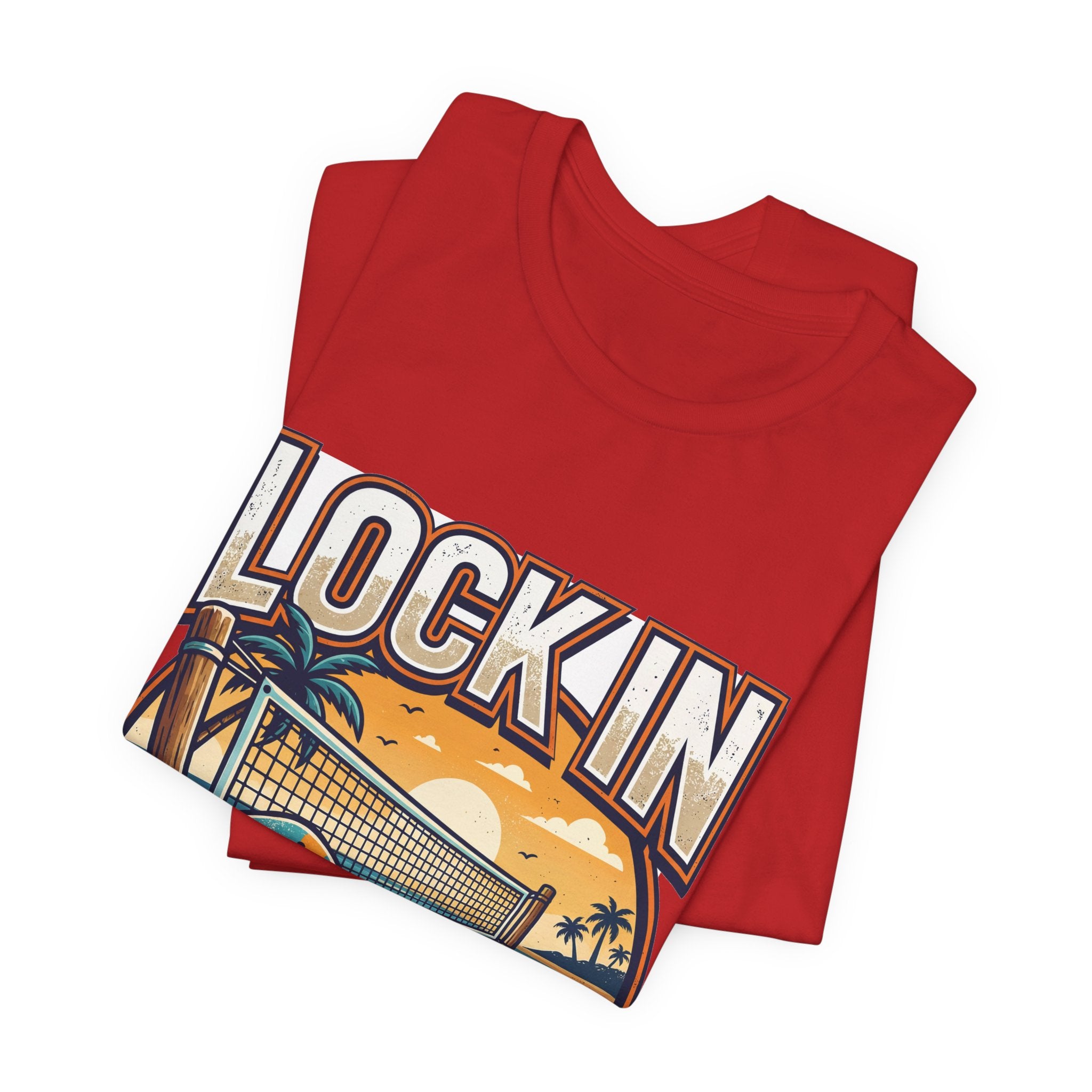 Beach Tennis T-Shirt | Bold Orange Two Paddles Net | Lock In | Unisex Gift