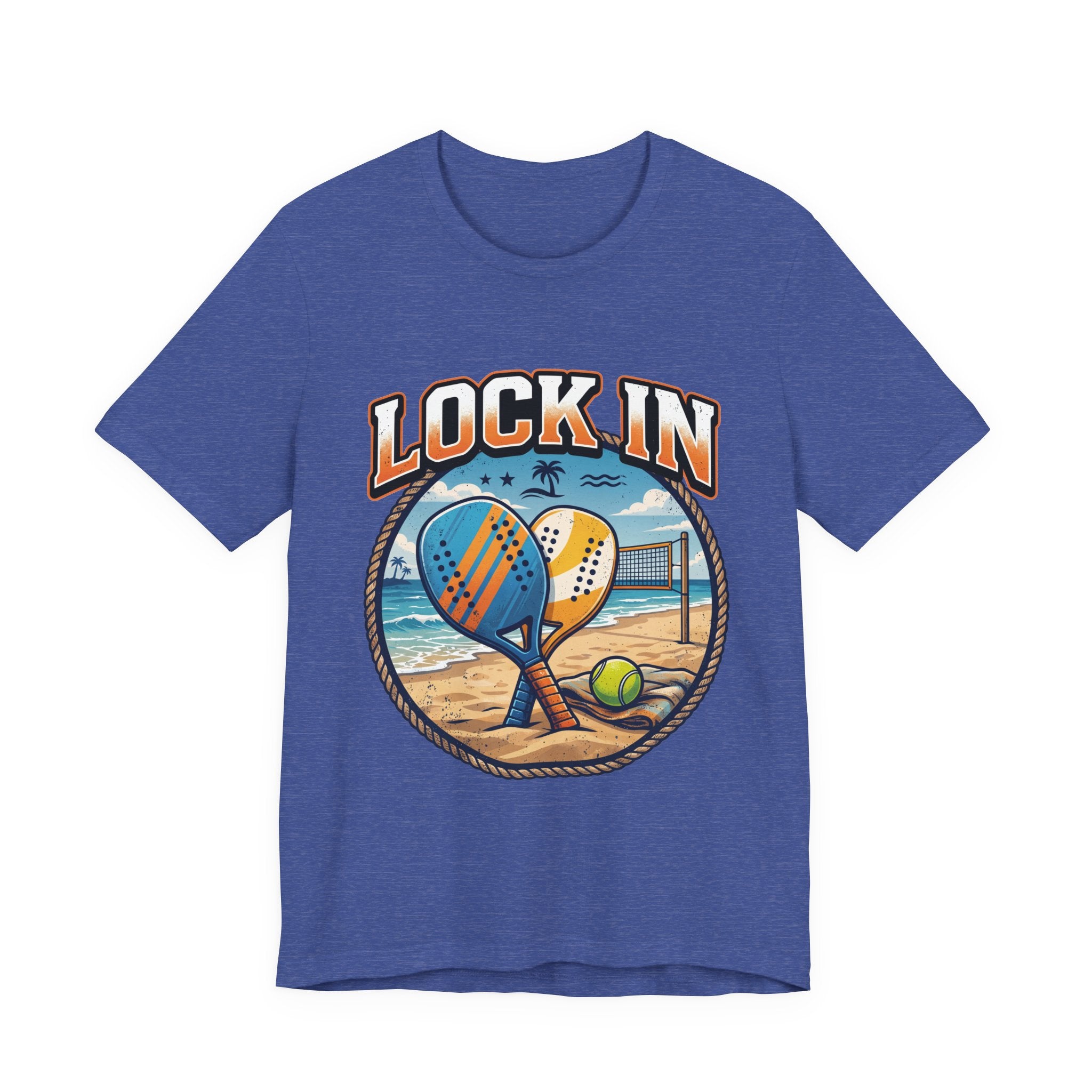 Beach Tennis T-Shirt | Collegiate Two Crossed Paddles | Lock In | Unisex