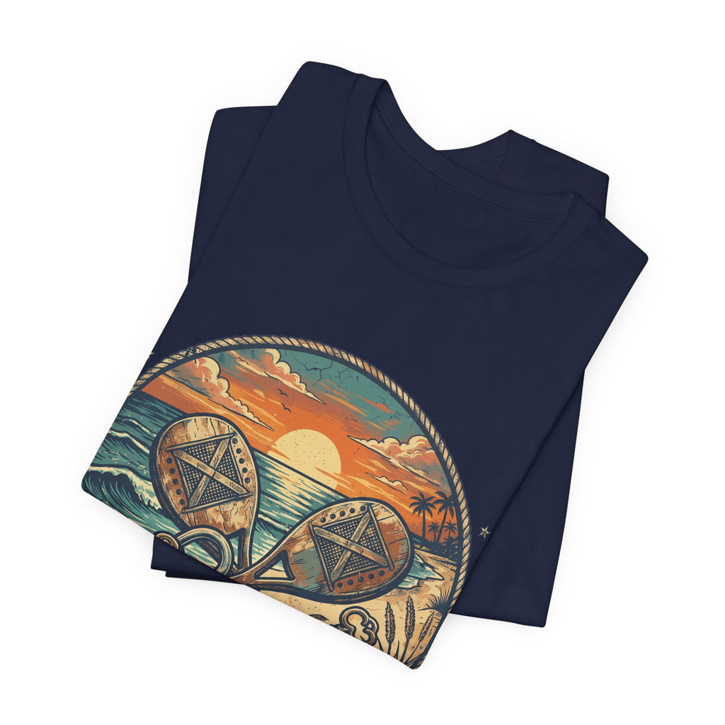 Beach Tennis T-Shirt | Vintage Lock Key Crossed Paddles | Unisex Heavy Cotton Tee
