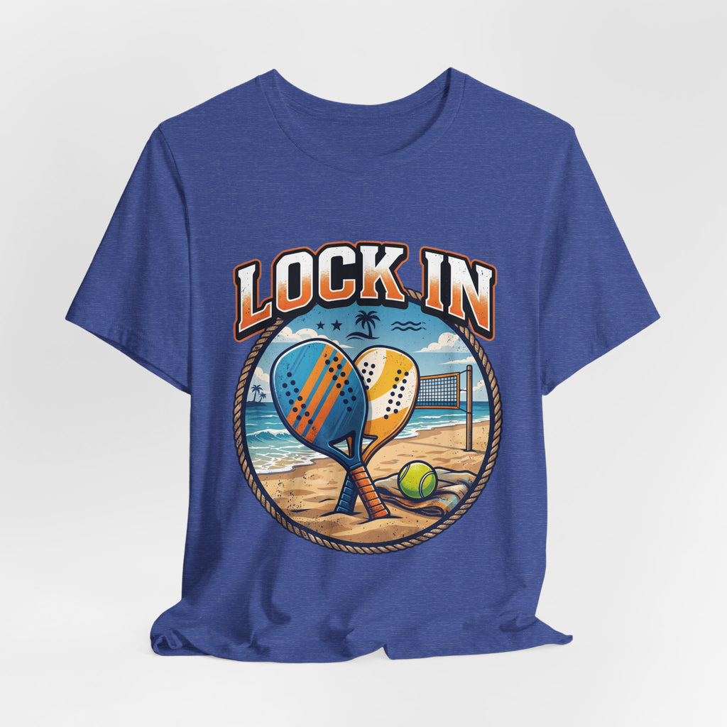 Beach Tennis T-Shirt | Collegiate Two Crossed Paddles | Lock In | Unisex