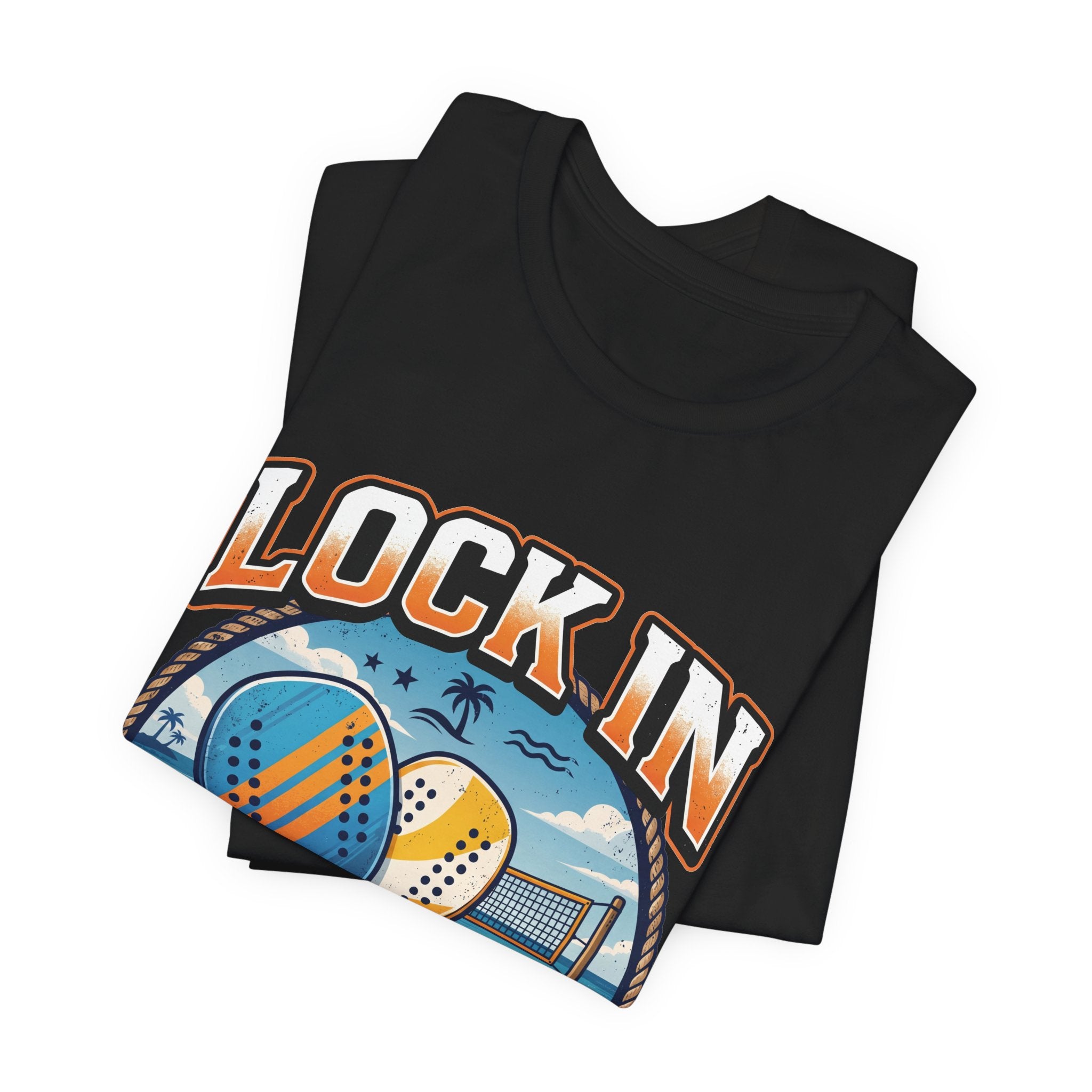 Beach Tennis T-Shirt | Collegiate Two Crossed Paddles | Lock In | Unisex