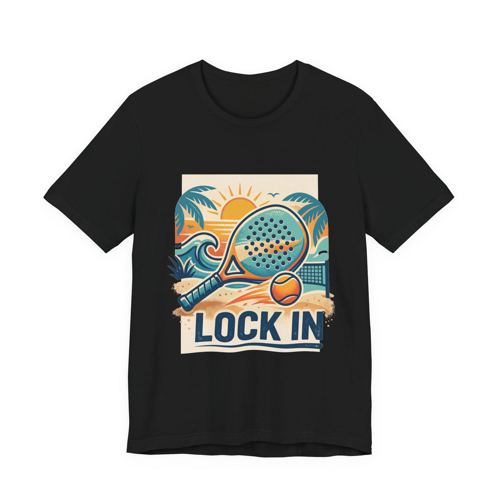 Beach Paddle Tennis T-Shirt | Retro Teal Orange Paddle | Lock In | Unisex Tee Gift