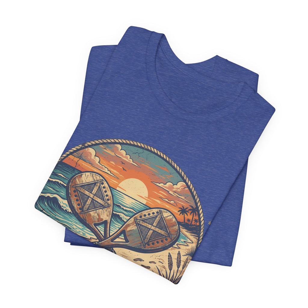 Beach Tennis T-Shirt | Vintage Sunset Paddle Tee | Unisex Heavy Cotton