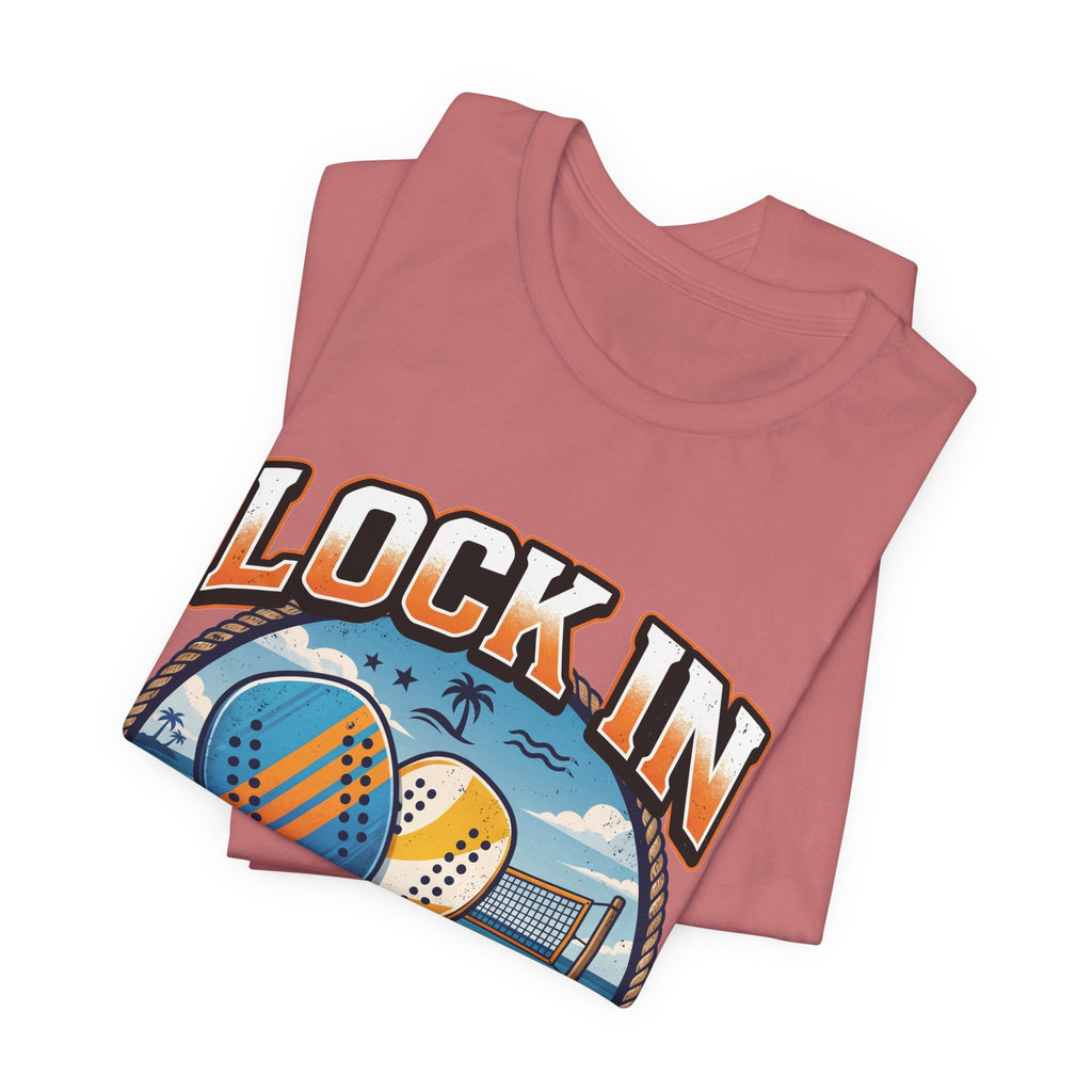 Beach Tennis T-Shirt | Collegiate Two Crossed Paddles | Lock In | Unisex