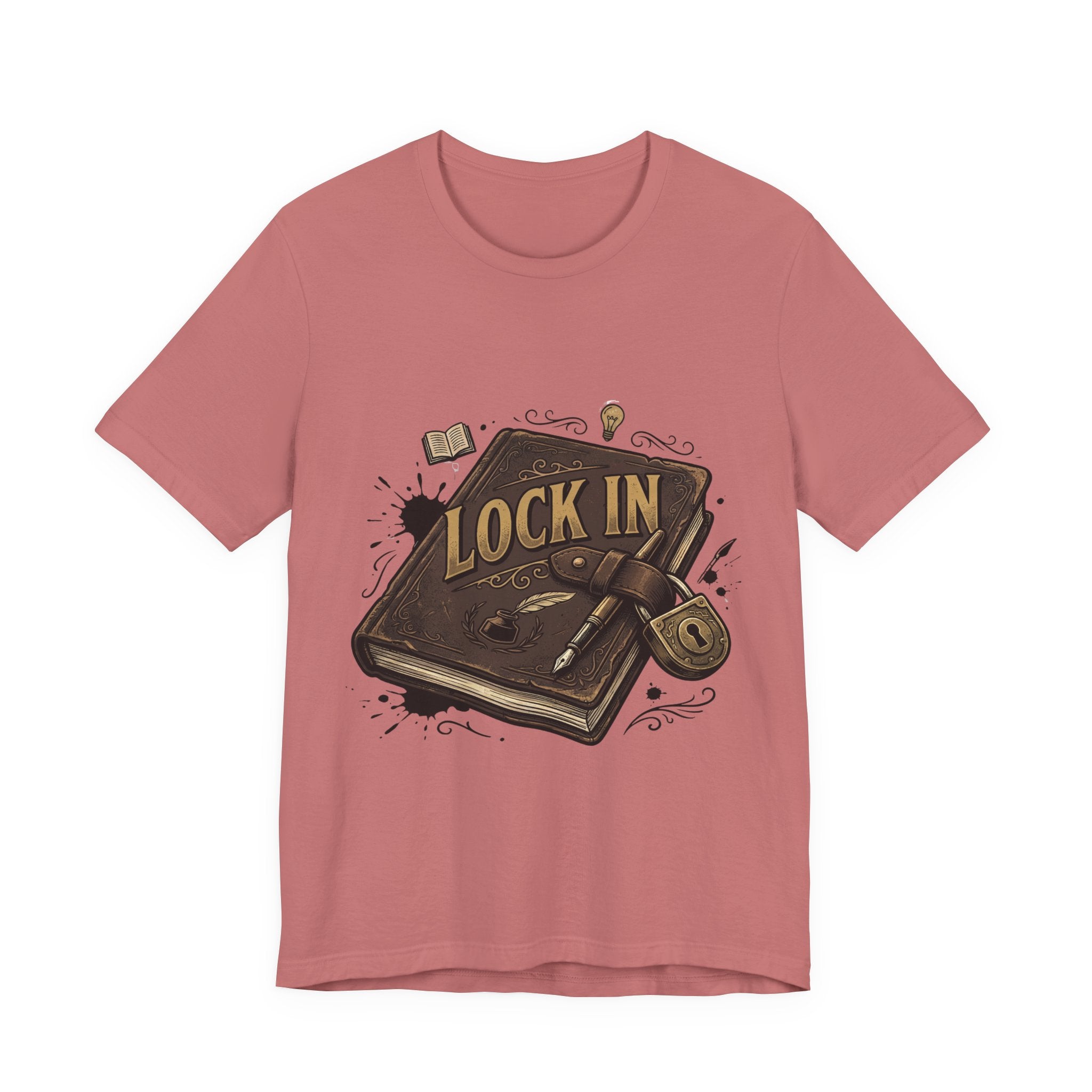 Dark Leather Journal T-Shirt | Ink Splatter Tee | Writer Shirt | Lock In Life | Unisex Heavy Cotton Graphic Tee