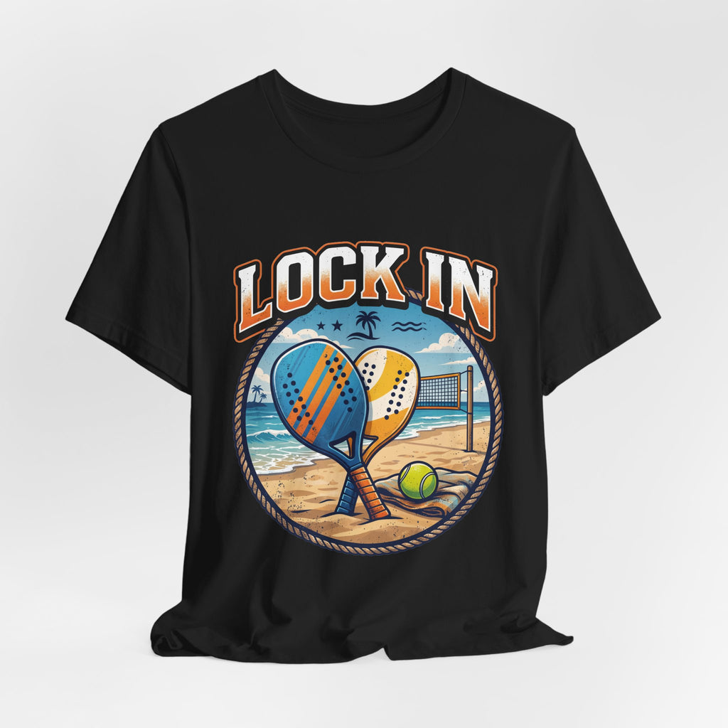 Beach Tennis T-Shirt | Collegiate Two Crossed Paddles | Lock In | Unisex