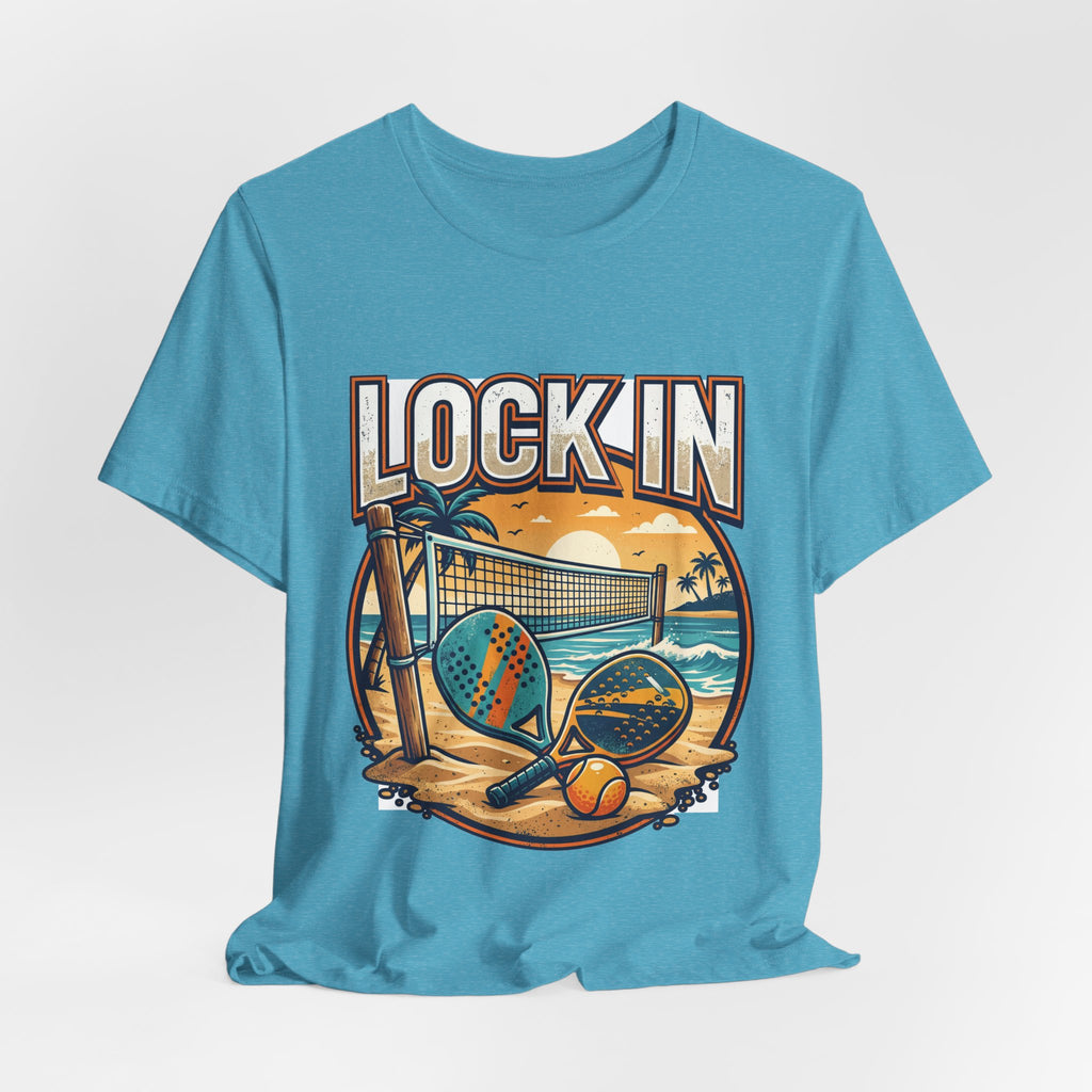 Beach Tennis T-Shirt | Bold Orange Two Paddles Net | Lock In | Unisex Gift