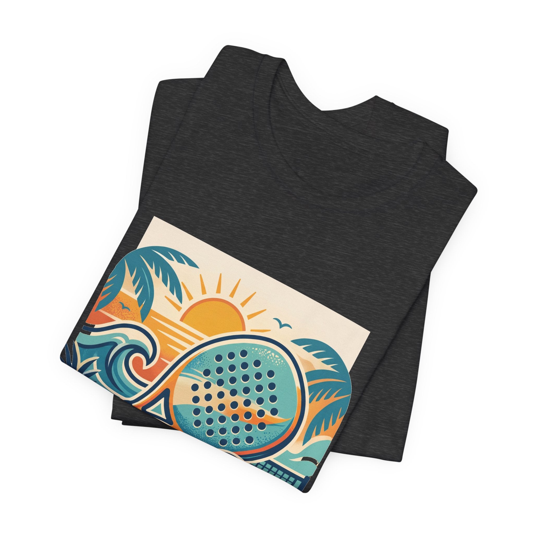 Beach Paddle Tennis T-Shirt | Retro Teal Orange Paddle | Lock In | Unisex Tee Gift