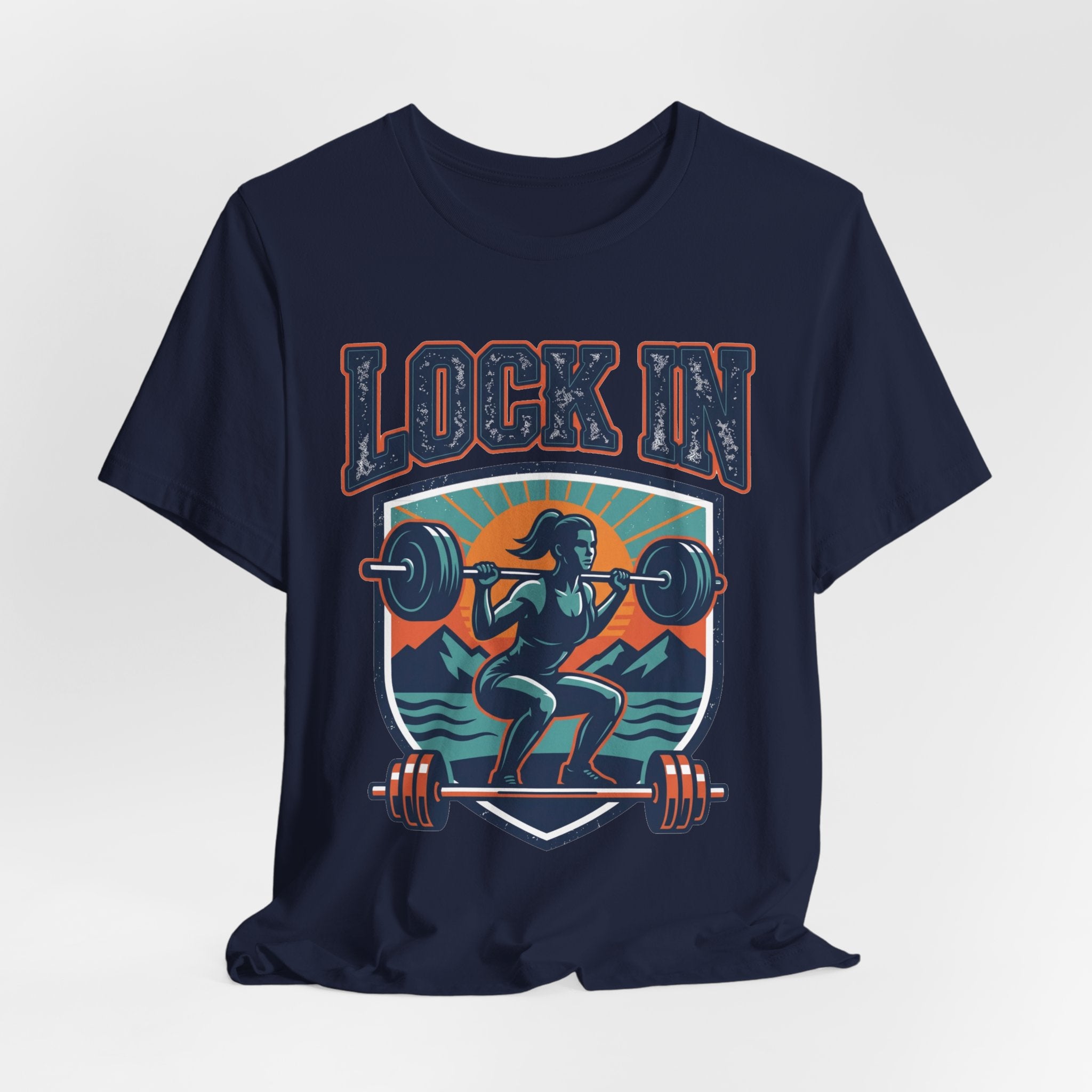 Lock In Gym T-Shirt | Motivational Weightlifting Tee | Women Barbell Squat Shirt | Fitness Gift